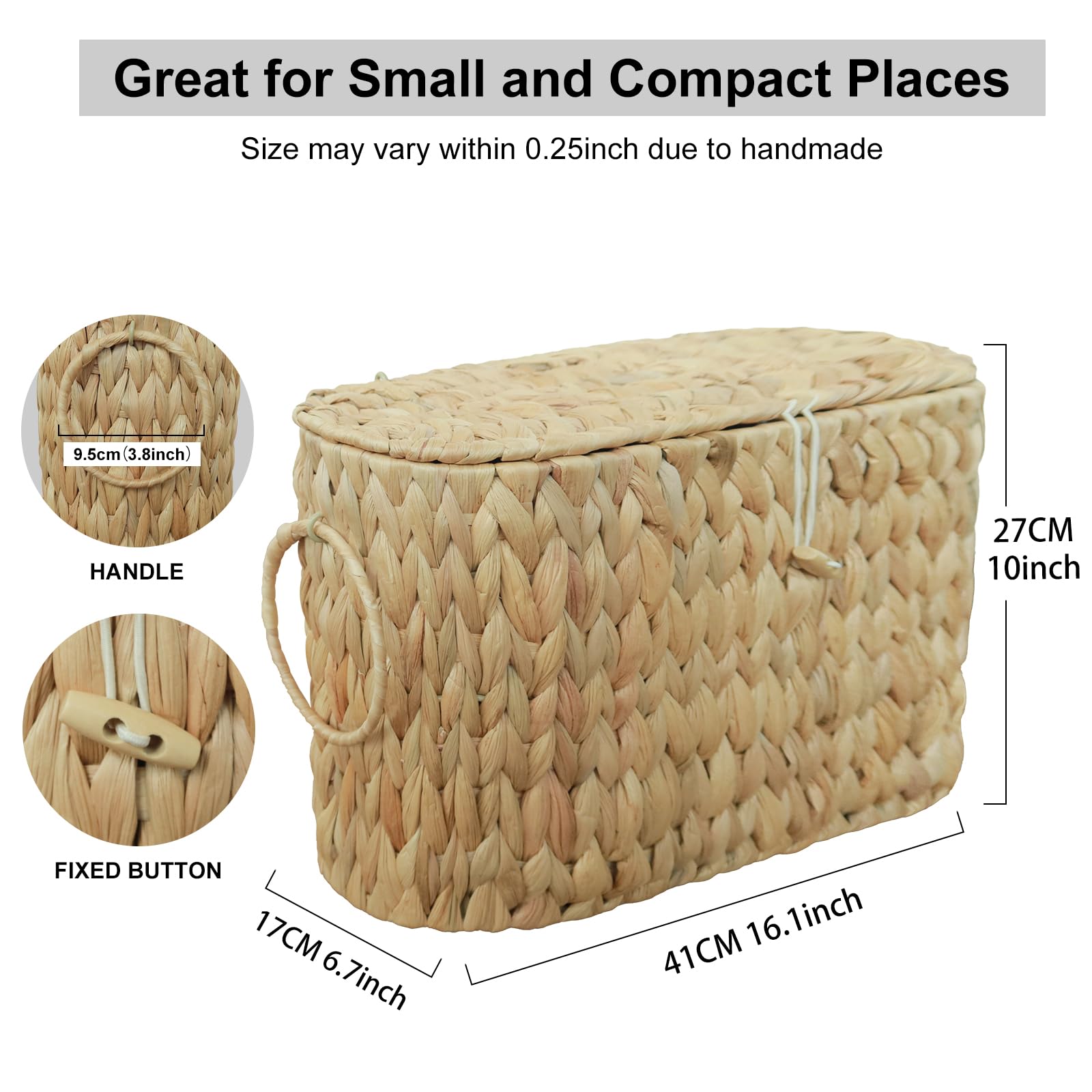 Coeusy Toilet Paper Basket-Wicker Toilet Paper Storage With Lid,Decorative Farmhouse Boho Bathroom Toilet Paper Holder Basket,Wo