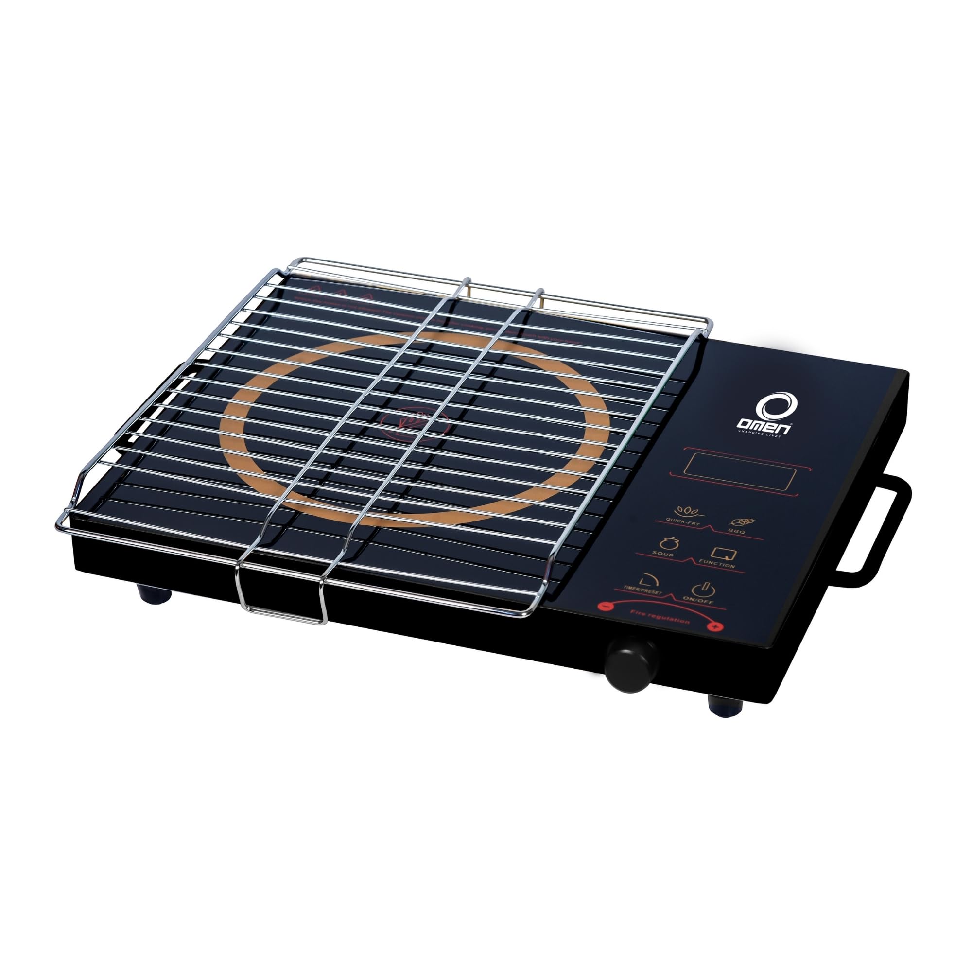 Omen Changing Lives Unique 2000W Infrared Induction Cooktop With Stainless Steel Grill | Smart Touch Control | Infrared Crystal 
