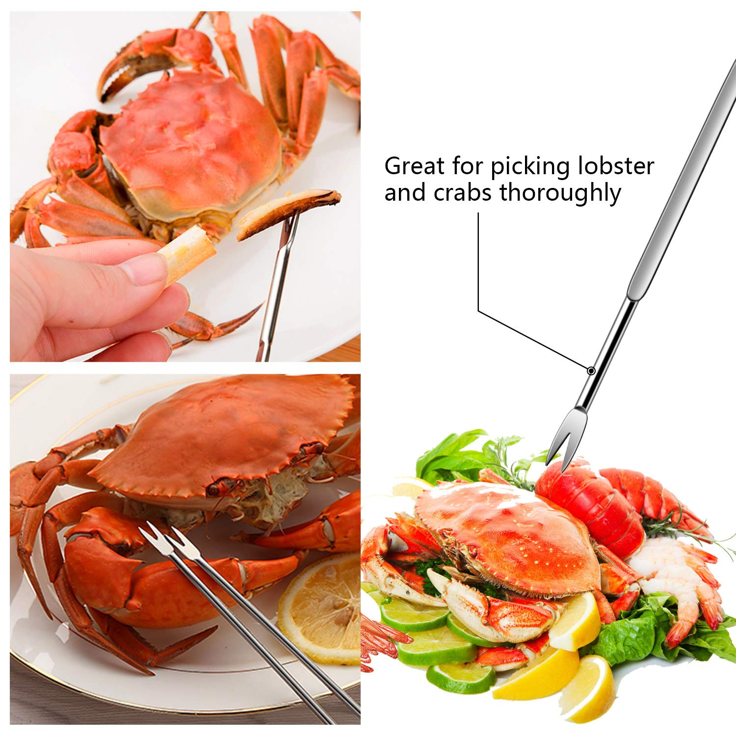10 Pcs Seafood Tools Set - Crab Lobster Crackers Stainless Steel Forks Opener Shellfish Lobster Crab Leg Sheller Seafood Scissor