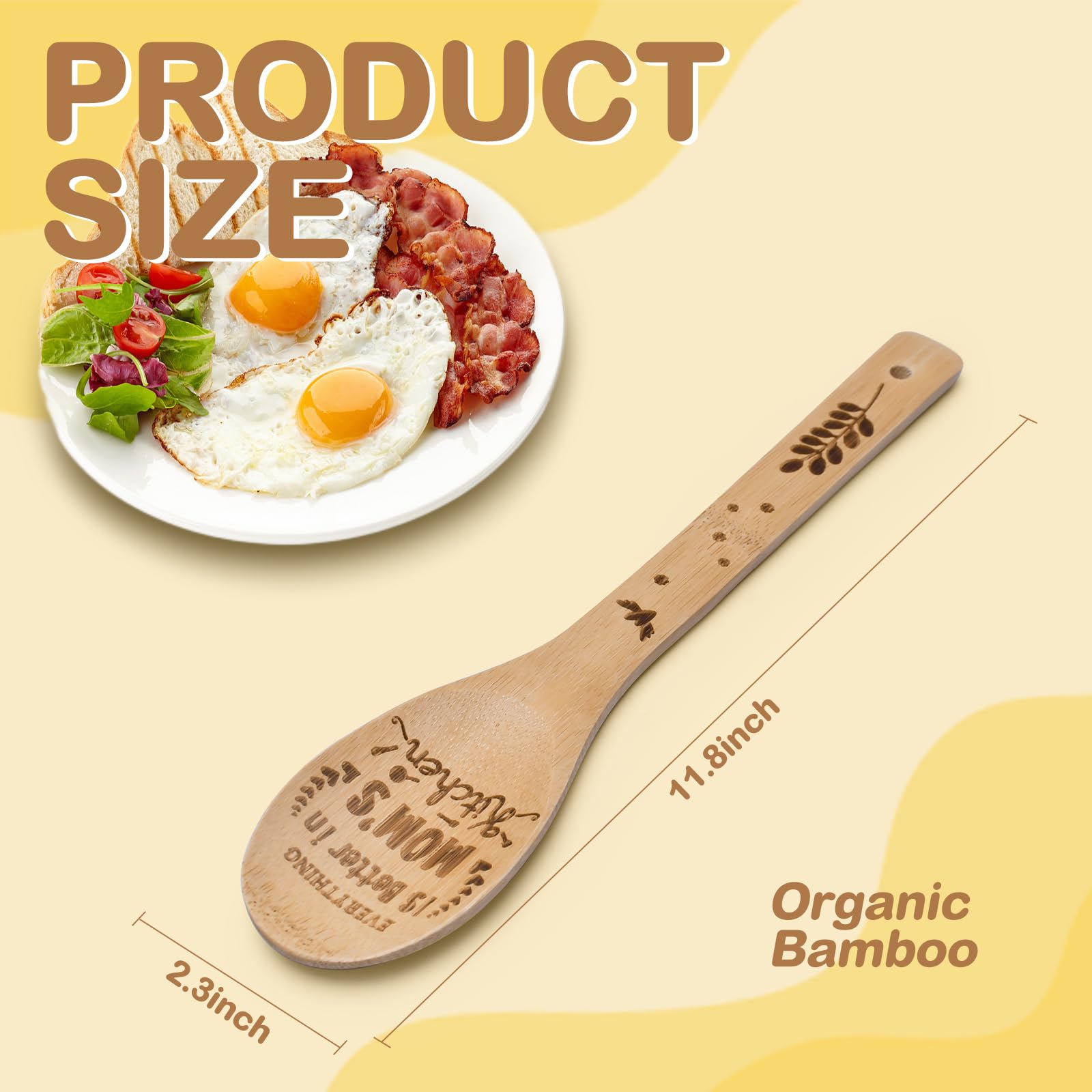 Mothers Day Mom Gifts For Mom Grandma Wife From Husband Daughter Son -Wooden Cooking Spoons Set - Mother'S, Christmas,Birthday,