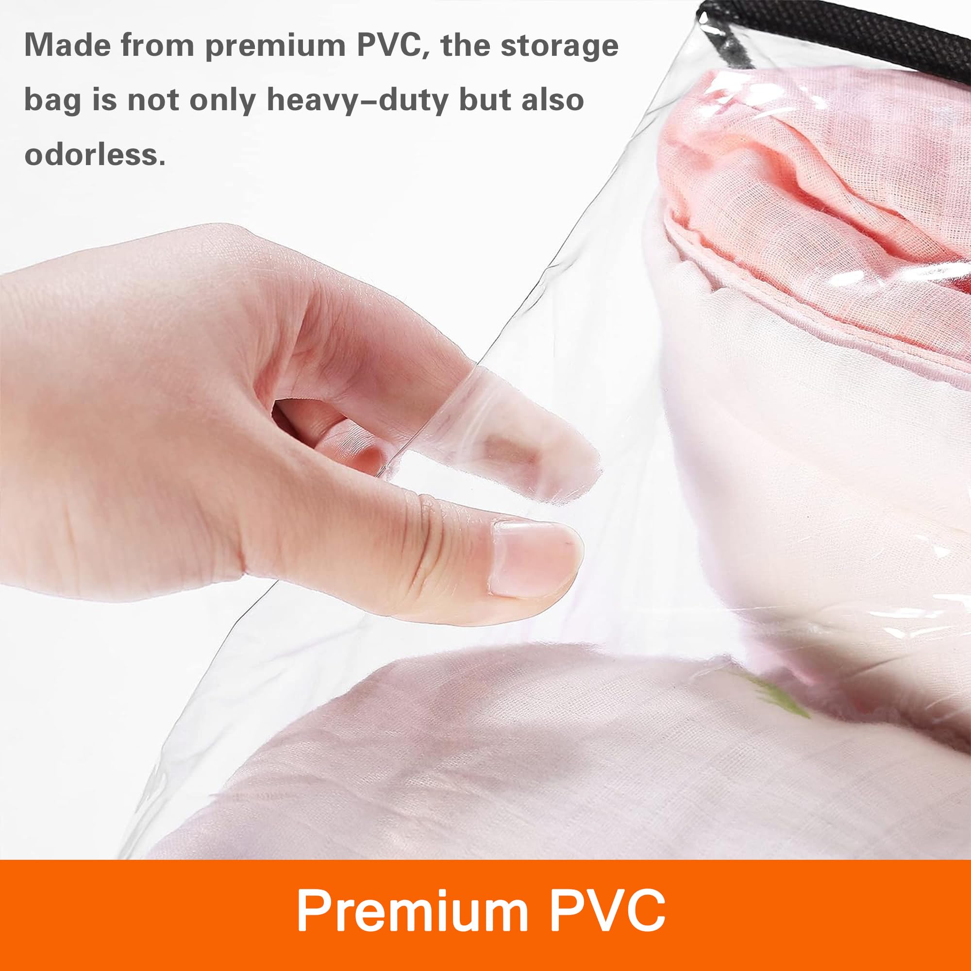 Vieshful 3 Pack Clear Clothes Storage Bag, Zippered Closet Organizer, Plastic Storage Containers Moving bags for Comforter, Blan