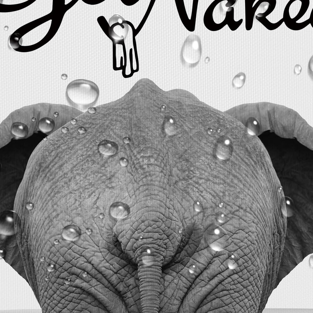 Uokiuki Get Naked Fabric Shower Curtain, Funny Animal Elephant Bathing In The Bathtub Shower Curtain For Bathroom, Cute Bath Cur