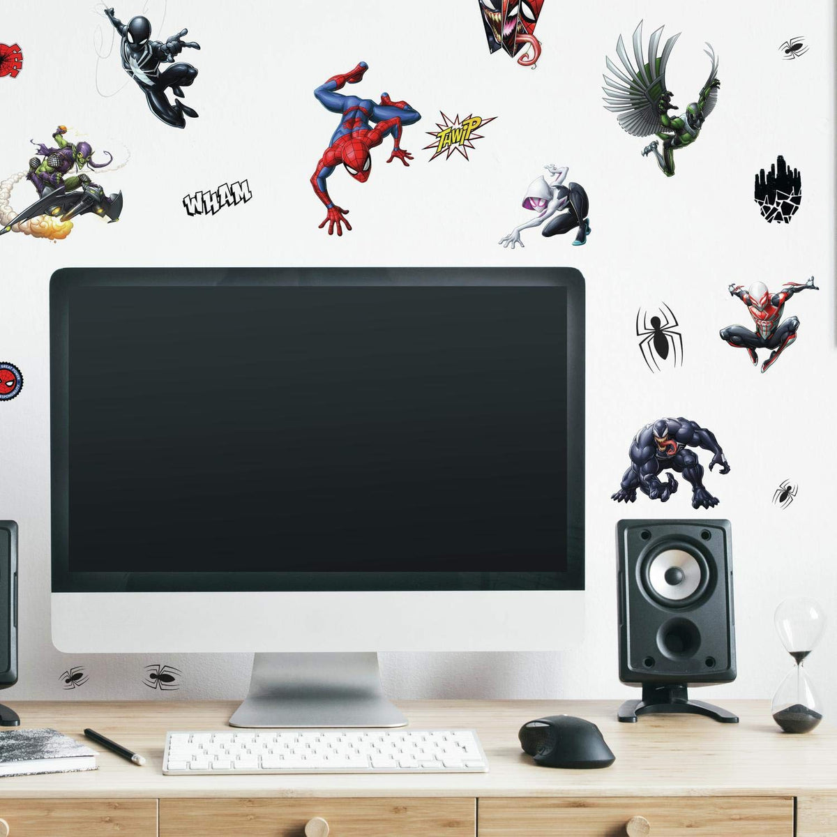 Roommates Rmk4233Scs Spider-Man Favorite Characters Peel And Stick, 32 Wall Decals, Black, Red, Blue