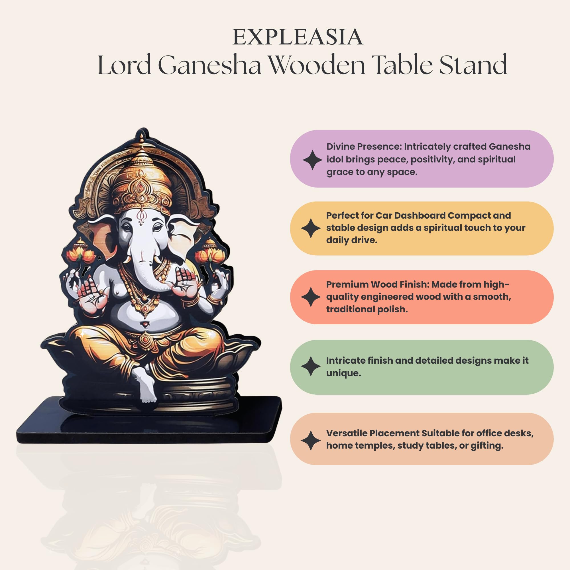 Expleasia Rakhi Set With Divine God Figure Table Stand | Table | Desk| Gift Item (Lord Ganesha) Rakhi Set For Brother, Rakhigift