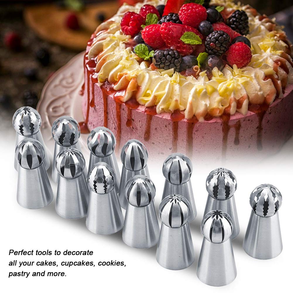13 Pcs Food-Grade Stainless Steel Russian Icing Piping Nozzles Decorating Cake Tools Tips Pastry Cake Butter Cream Diy Decor Bak