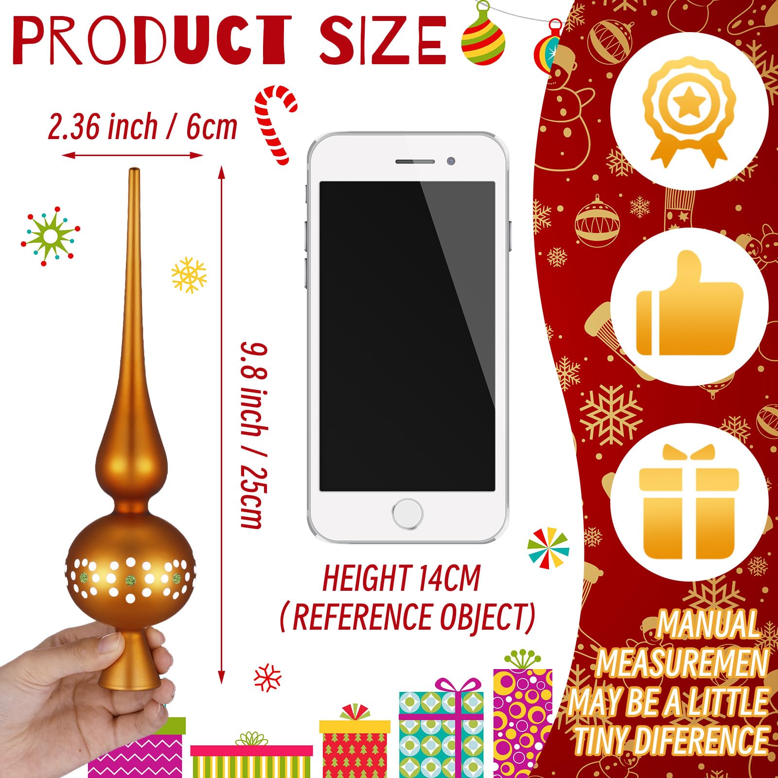 Gejoy Mexican Glass Christmas Finials Tree Topper Platos De Barro Ornaments Cielito Lindo Spherical Blown Glass Mexicanos Tree T