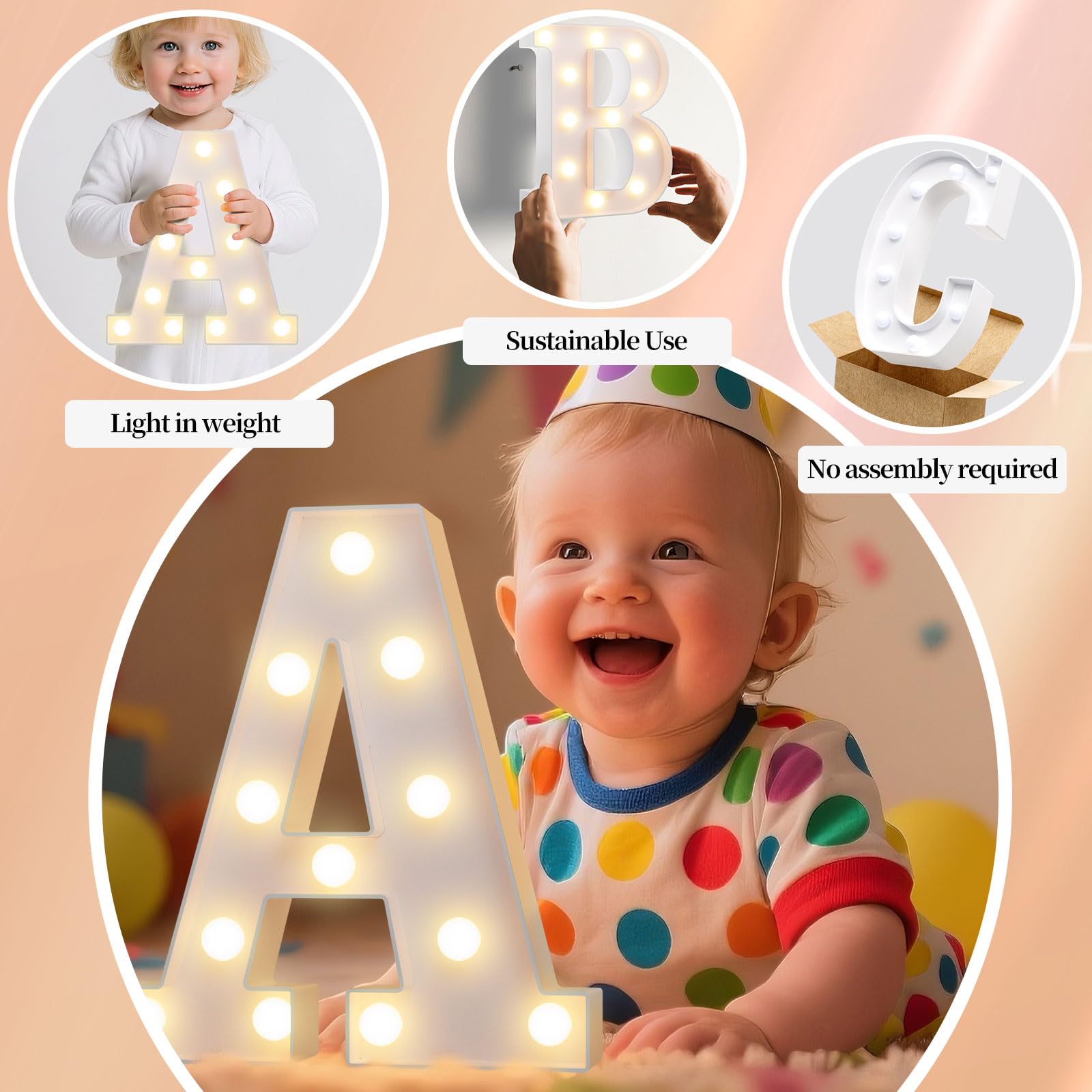 NANXU LED Marquee Light Up Letters Sign - Lighted Letters Alphabet for Birthday, Graduation, Bar Wall & Table Party Decor, Weddi