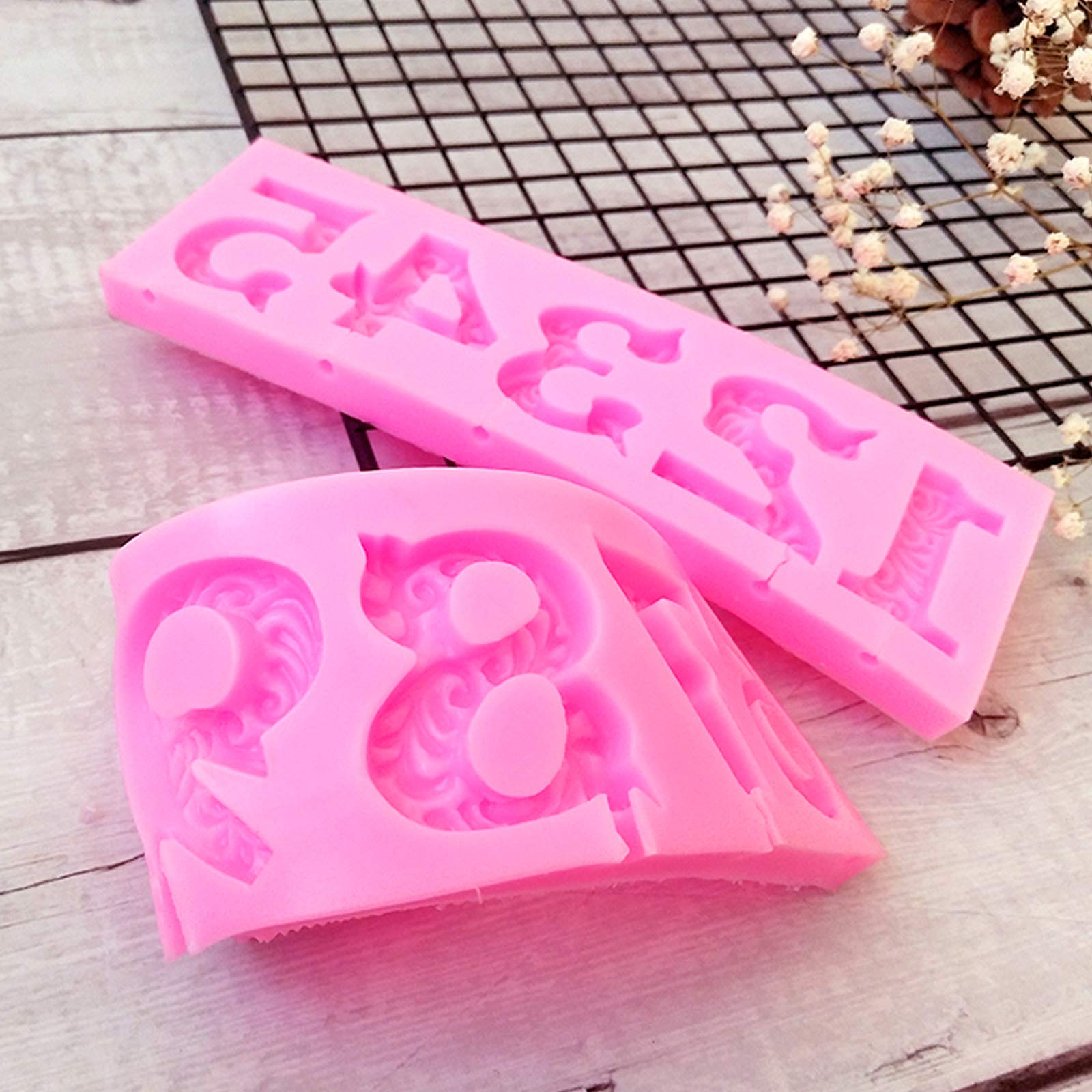 4 Pcs Silicone Mold, Aifuda Letter, Number Silicone Molds And Number Molds With Happy Birthday Cake Decorations Symbols For Diy