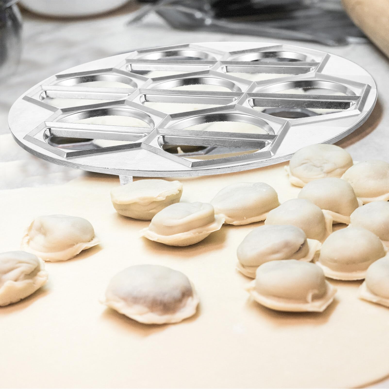 Luxshiny Russian Ravioli Maker Dumplings Pelmeni Maker Metal Pelmeni 14 Holes Pelmeni Meat Dumplings Maker Siberian Pelmeni Meat
