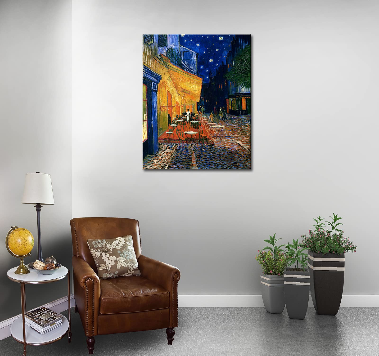 Cafe Terrace At Night By Vincent Van Gogh Canvas Wall Art, Classic Artwork Poster Print For Bedroom Bathroom Decor - 12''X15''