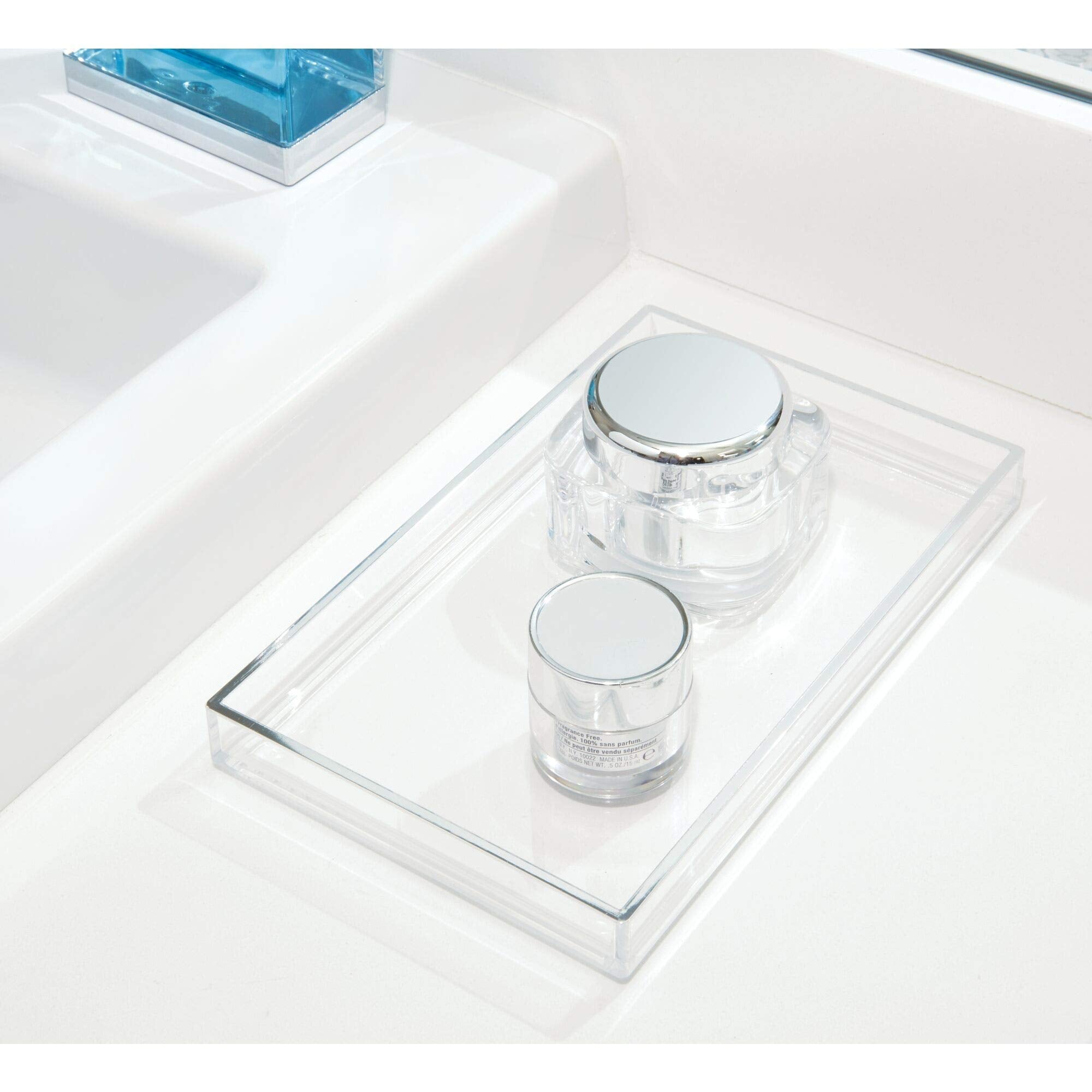 Idesign Bathroom Tray For Towels, Cosmetics And Accessories, The Clarity Collection - 8.68    X 5.34    X 0.95   , Brushed Silve