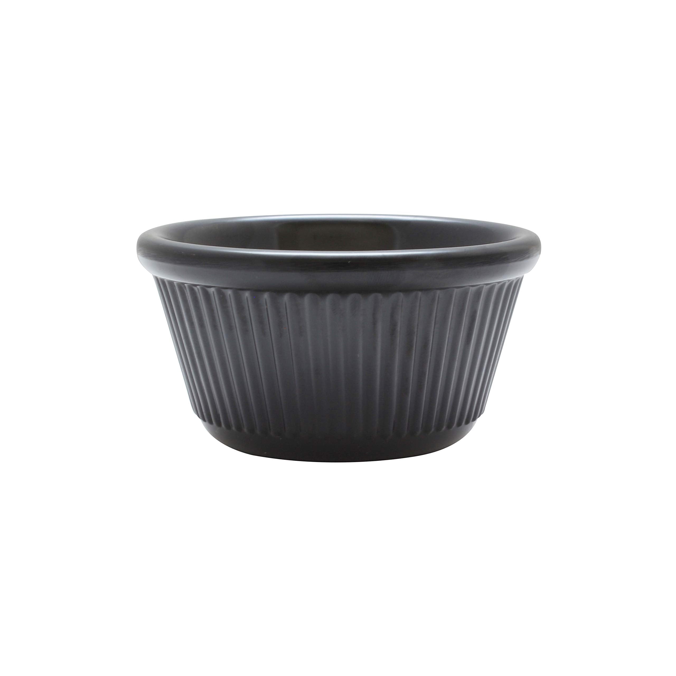 Thunder Group PL532BL1 Ramekin, 4 oz., 3-3/8 Dia., Round, Fluted, Dishwasher Safe, BPA Free, Plastic, Black, Pack of 12