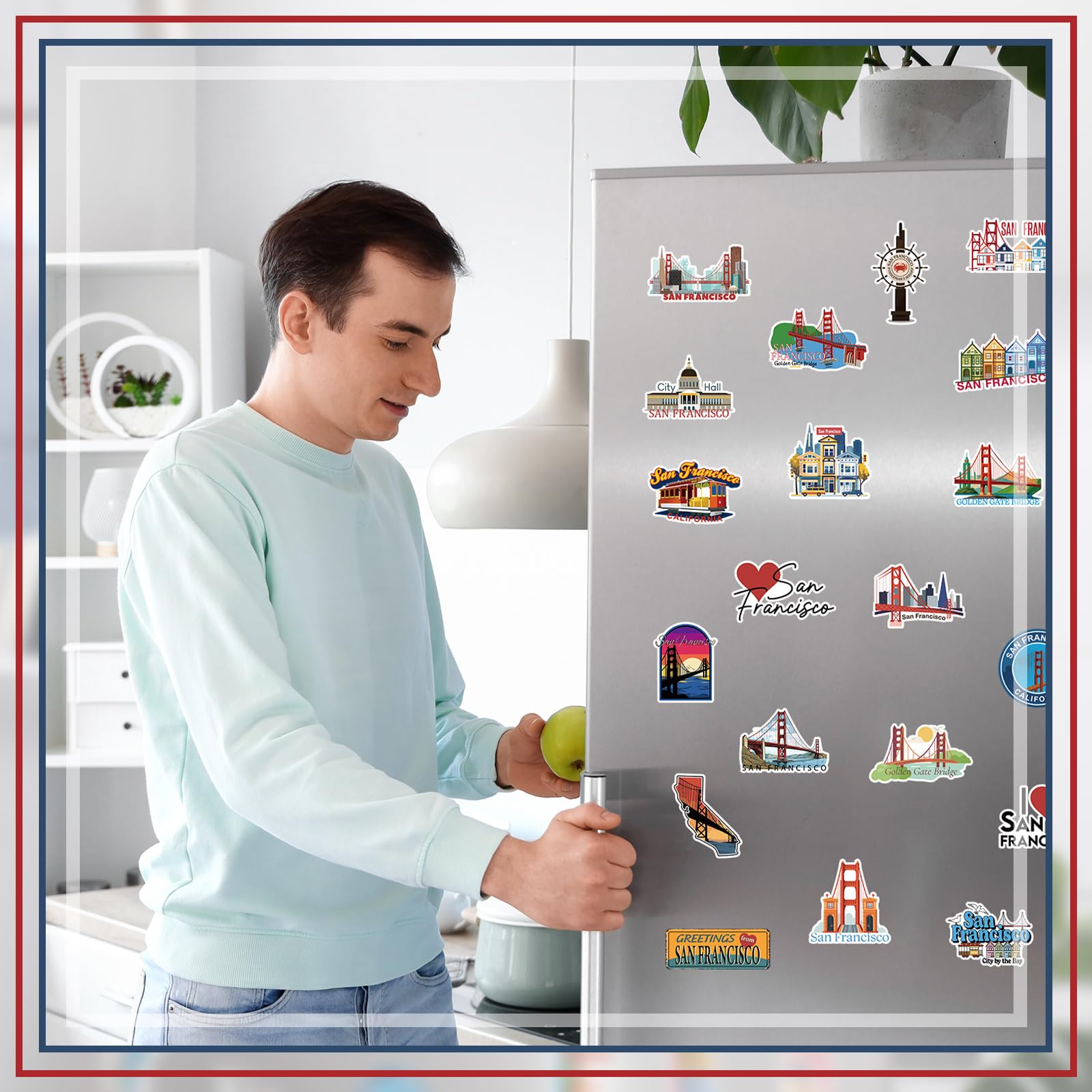 Konohan 30 Pcs San Francisco Souvenirs Gifts San Francisco Magnet for Refrigerator City Magnetic Refrigerator Stickers for Home