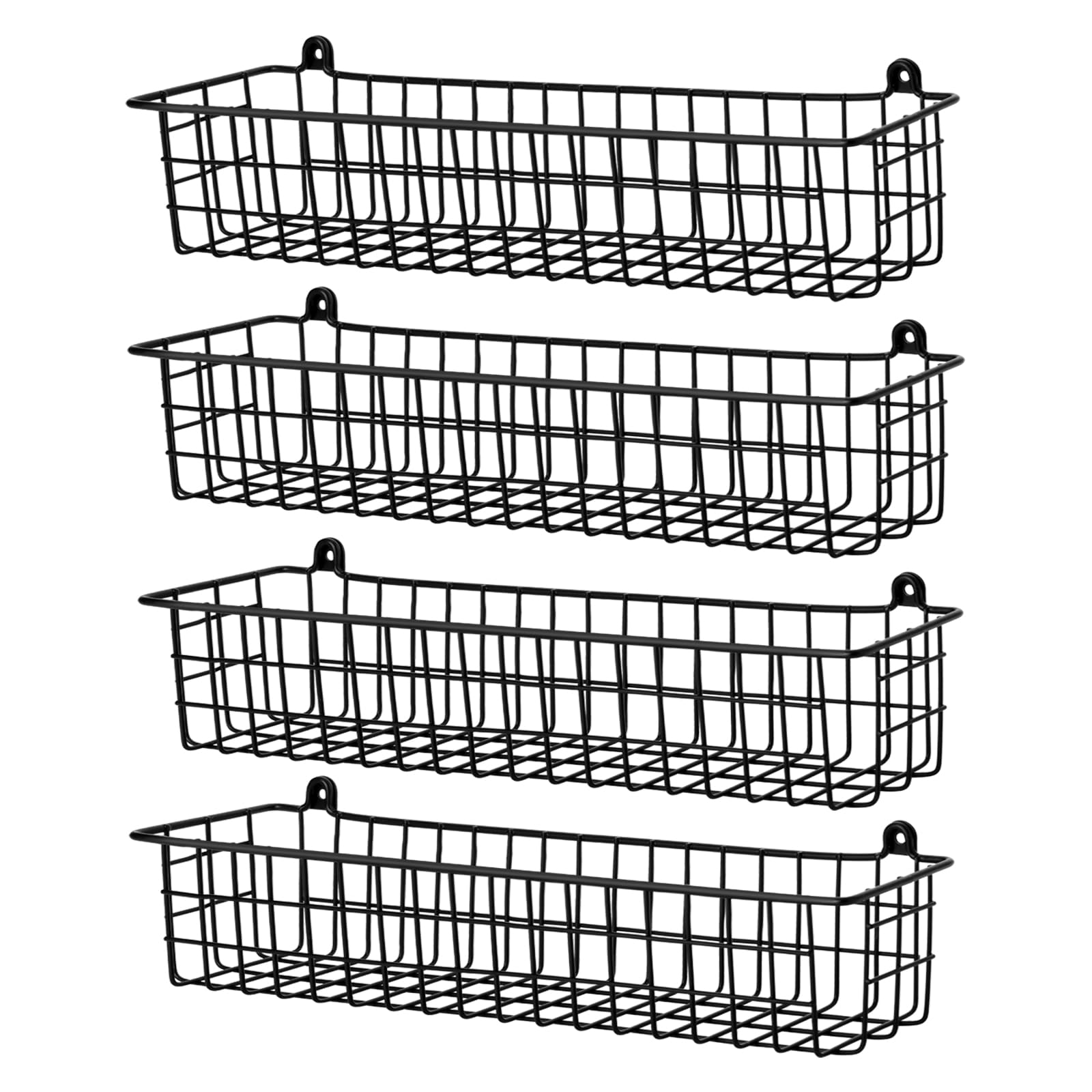 Savipace Spice Rack Organizer Wall Mount, 4 Pack Black Seasoning Rack Wire Storage Baskets for Wall or Cabinet Door in Kitchen a