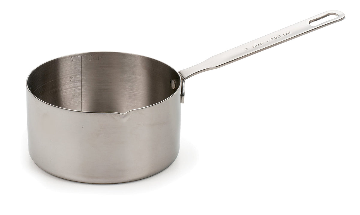 Rsvp International Endurance Stainless Steel Measuring Pan Scoop, 3 Cups | Dry Or Liquid | Baking Or Cooking | Ideal For Melting