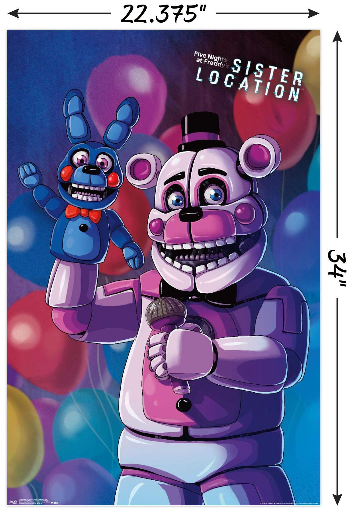 Trends International Five Nights At Freddy'S: Sister Location - Funtime Freddy Wall Poster, 22.375'' X 34'', Poster & Clip Bundl
