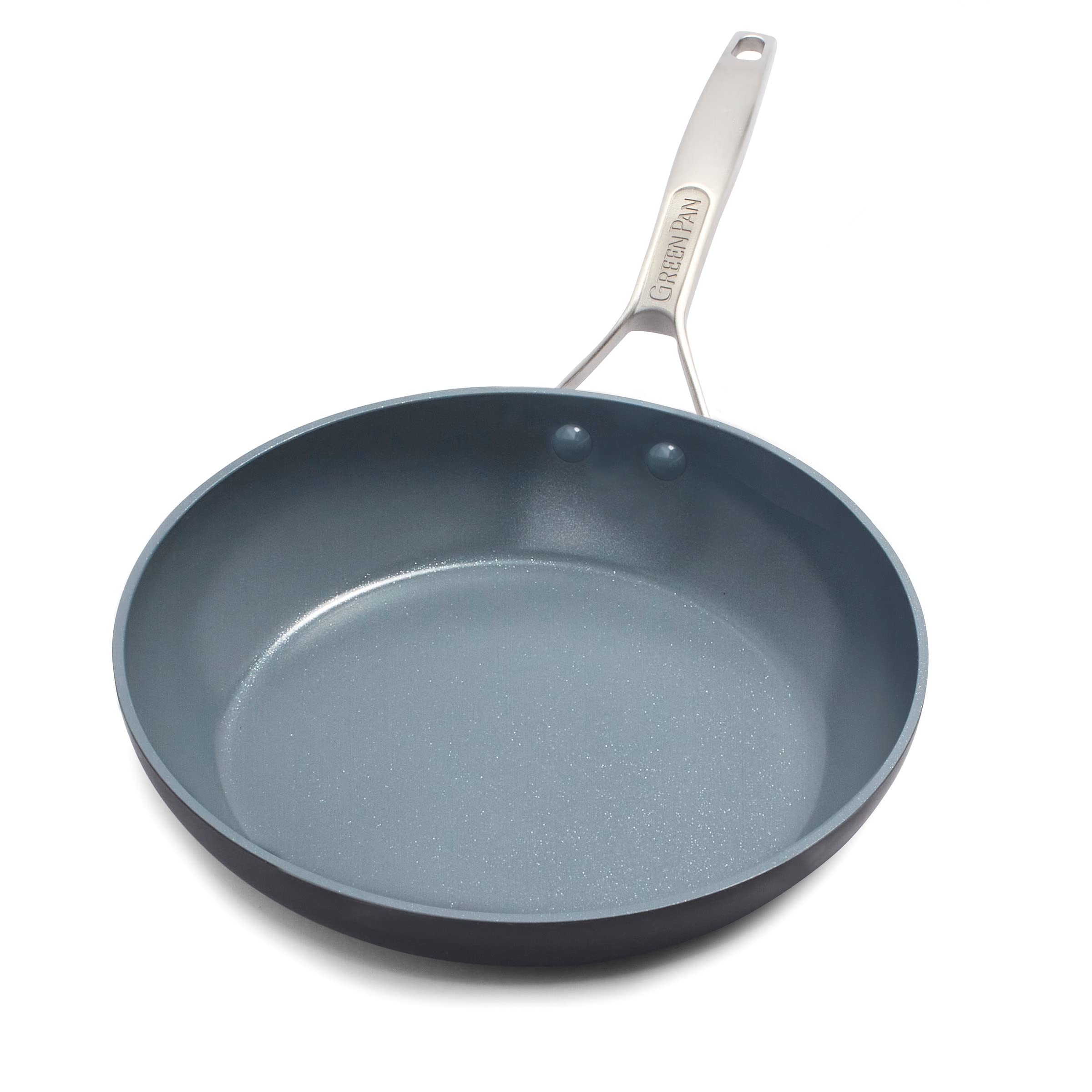 GreenPan Paris Pro Hard Anodized Healthy Ceramic Nonstick  12'' Frying Pan Skillet  PFAS-Free  Dishwasher Safe  Grey