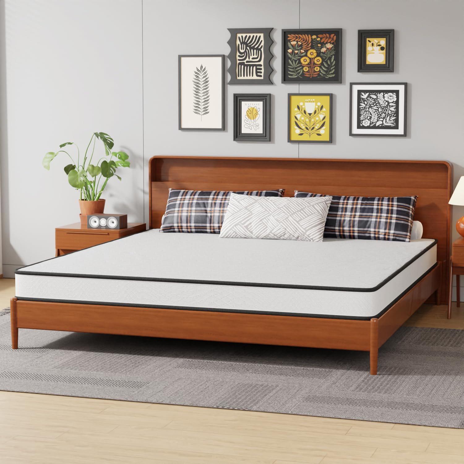 Paylesshere 6 Inch Hybrid Mattress With Innerspring And Foam/Fiberglass Free/Medium Firm Spring Mattress/King Size Mattress In A