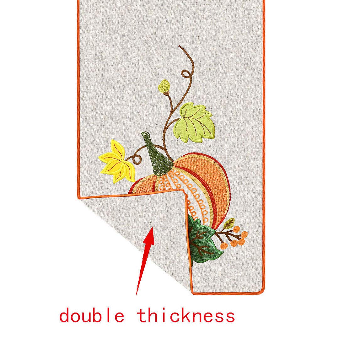 Grelucgo Halloween and Thanksgiving Holiday Table Runners, Fall Autumn Harvest Decorations, Embroidered Pumpkins, Rectangular 14