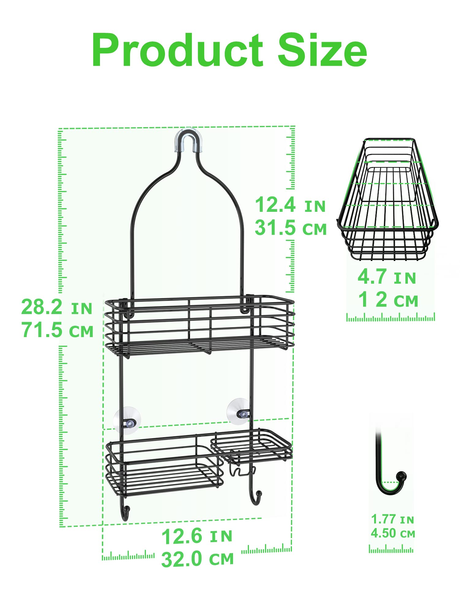 Smartake Hanging Shower Head Caddy, Rustproof Bathroom Shower Shelf Organizer, Sus201 Stainless Steel Over The Shower Storage Ra