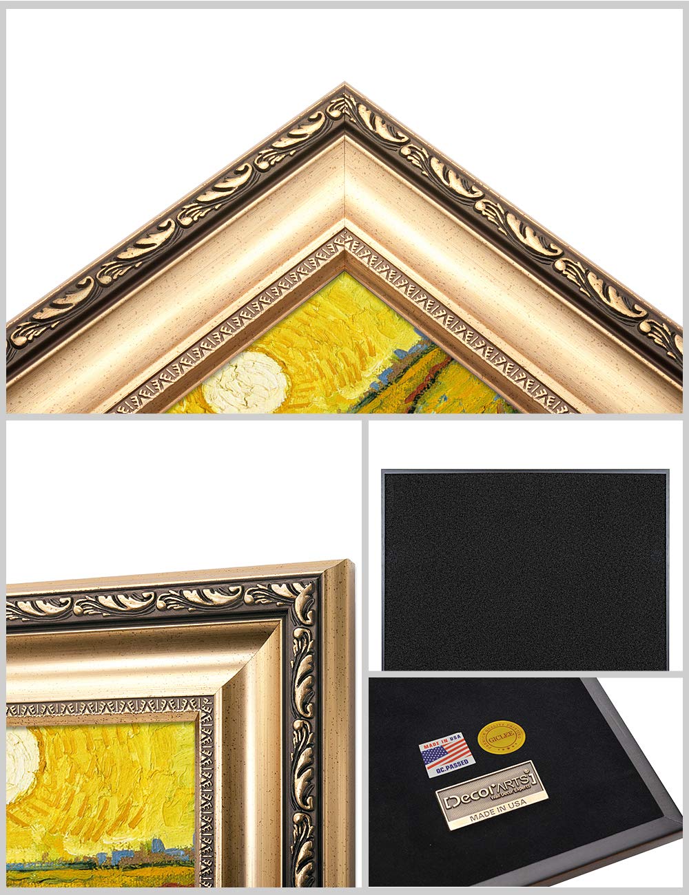 Decorarts - The Red Vineyards - Vincent Van Gogh. Giclee Print On Canvas With Matching Golden-Relief Framed Wall Art. Picture Si
