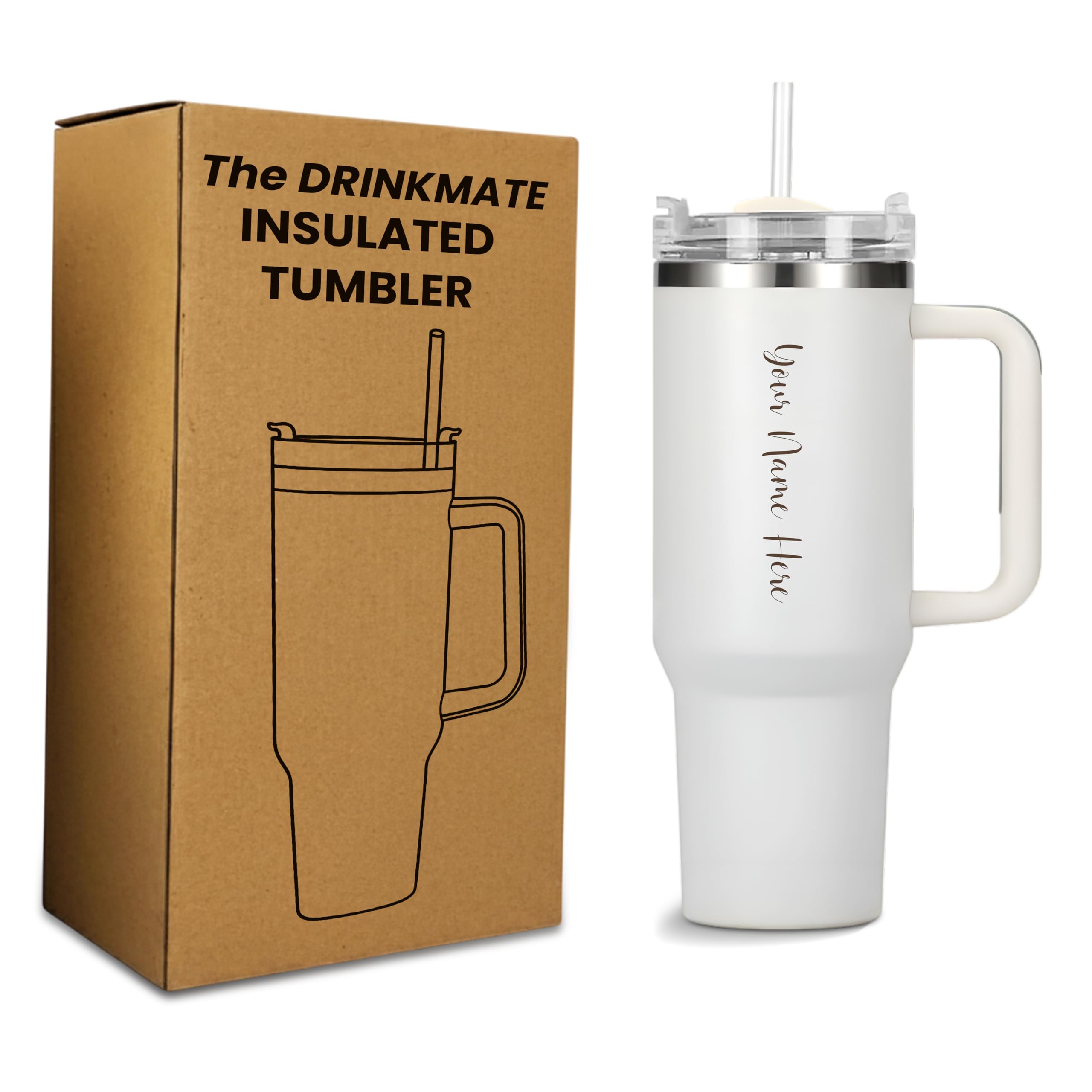 Savri Customized Tumbler With Name, 1200 Ml Stainless Steel Travel Mug With Straw, Lid & Handle, Personalised Sipper Water Bottl