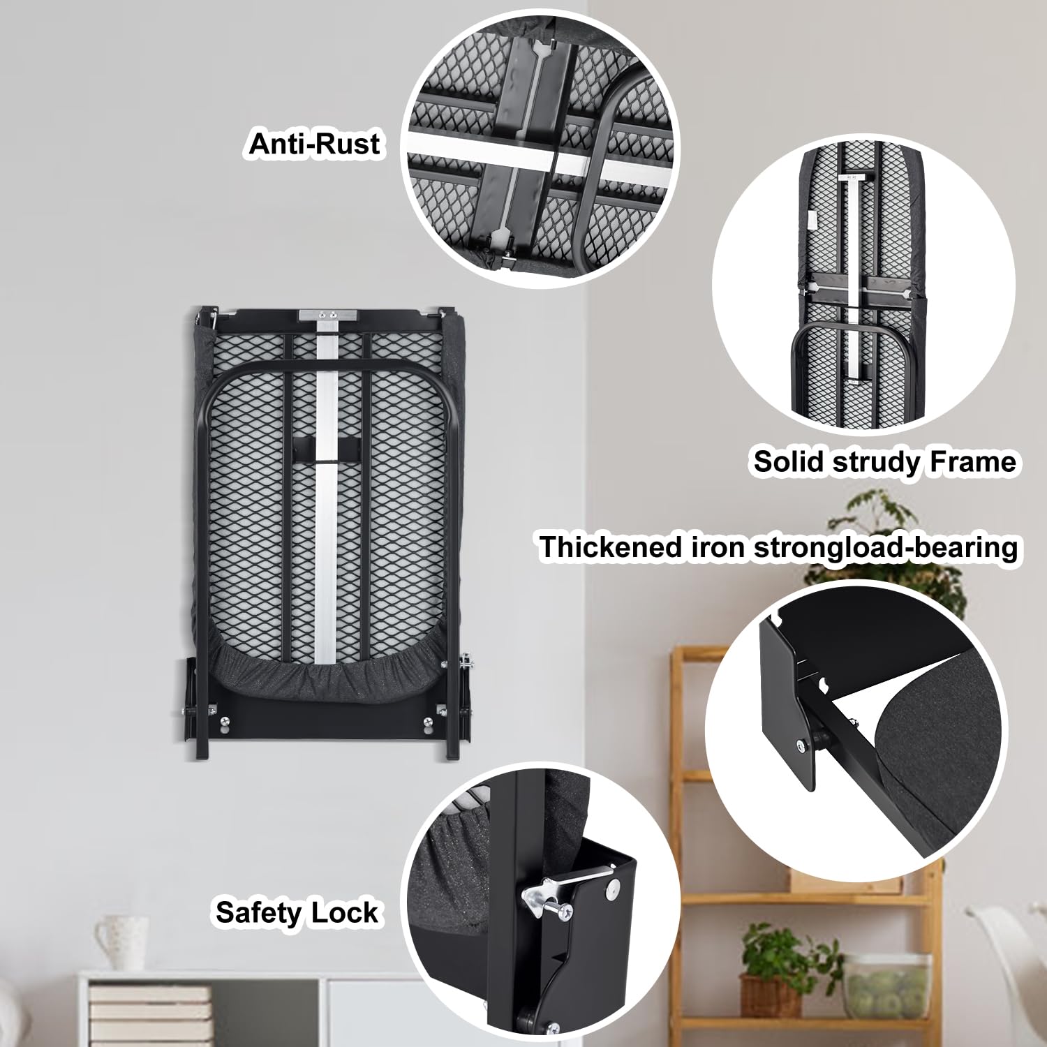 Duwee 12''?36'' Wall Mounted Ironing Board Folding Ironing Board Cabinet with Heat Resistant Cover Compact Wall Mount Fold Down Iron Board for Small Spaces