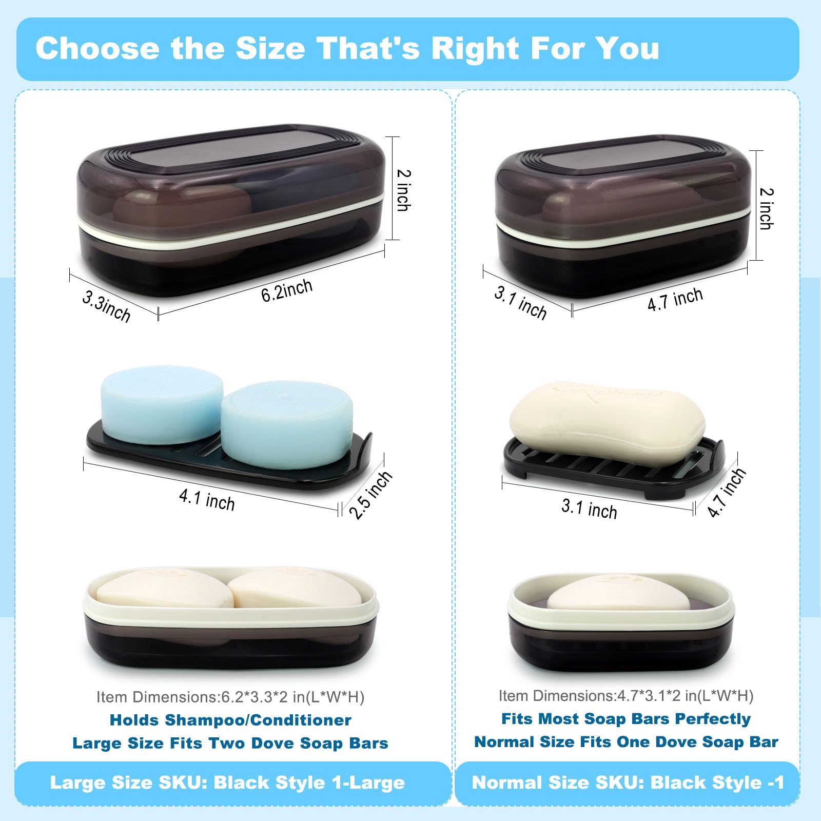 Haysna Solid Shampoo Bar Holder, Large Bar Soap Holder, Travel Soap Container, Soap Box With Draining Layer, Soap Case For Bathr