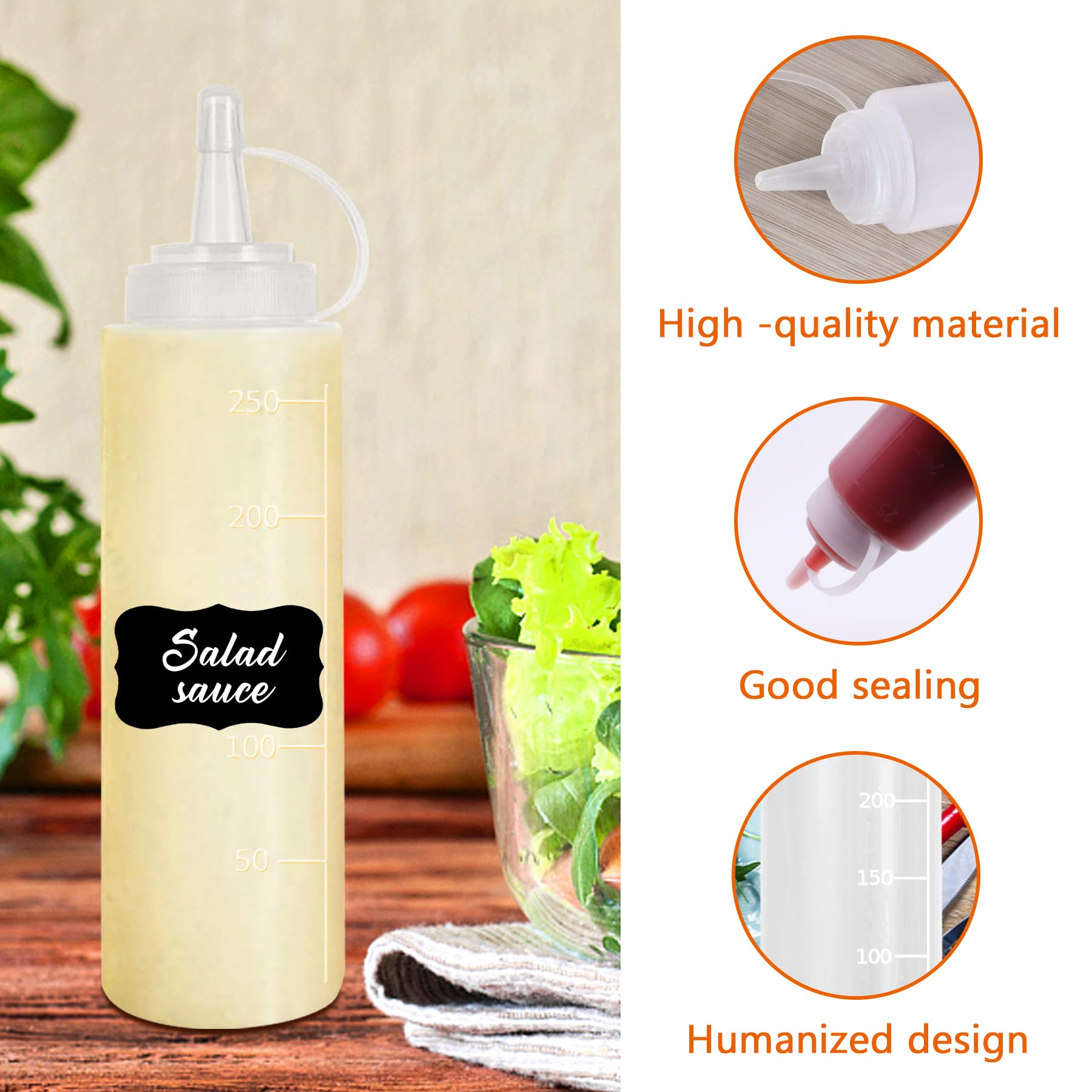 Hajoyful Squeeze Bottle Condiment Squeeze Bottles Plastic Ketchup Squeeze Squirt Bottle For Sauce, Bbq, Dressing, Paint, Worksho