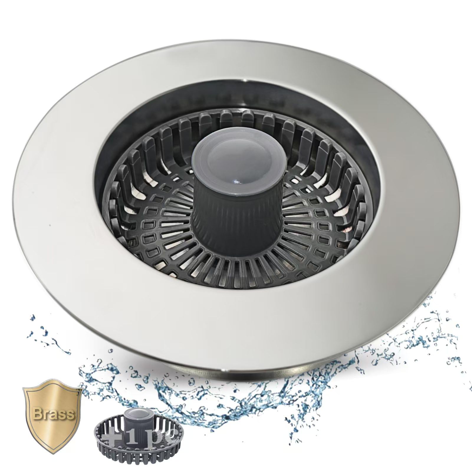 Anlige Kitchen Sink Drain Strainer,3 In 1 Pop Up Kitchen Sink Stopper,Made Of Brass Material,With An Extra Basket Strainer,Sink
