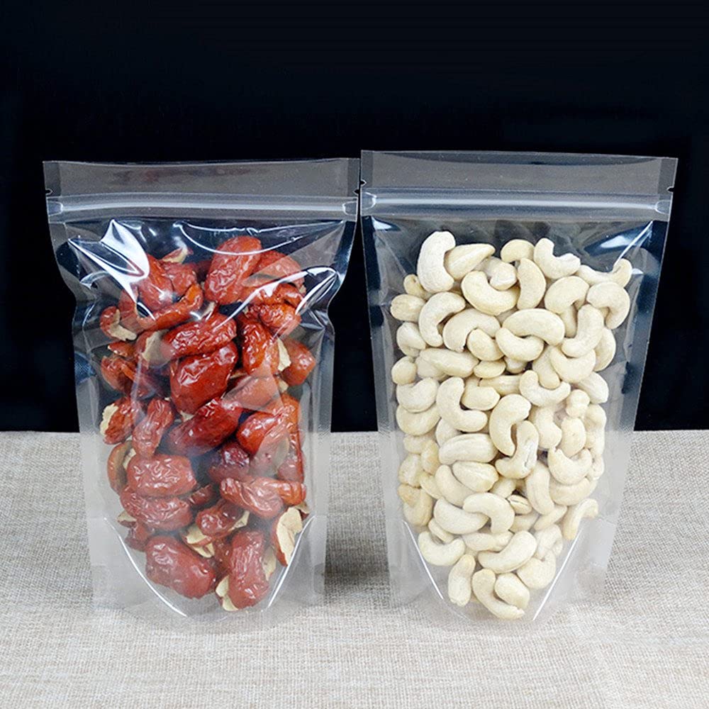 Pabck 100 Pack (Outside Size 5.5X7.9 Inch)(Inside Size 5X5.12 Inch) Clear Resealable Stand Up Bags Heat Seal Zipper Lock Storage