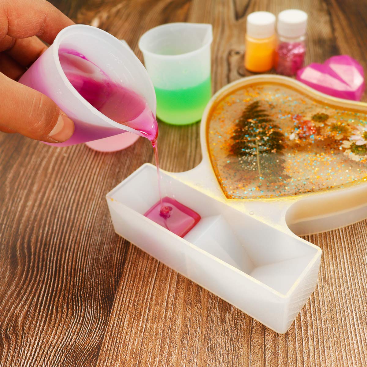 10 Pcs 100Ml Silicone Measuring Cups For Resin Non-Stick Mixing Cups Glue Tools, Precise Scale Toning Cups For Resin Diy Craft J