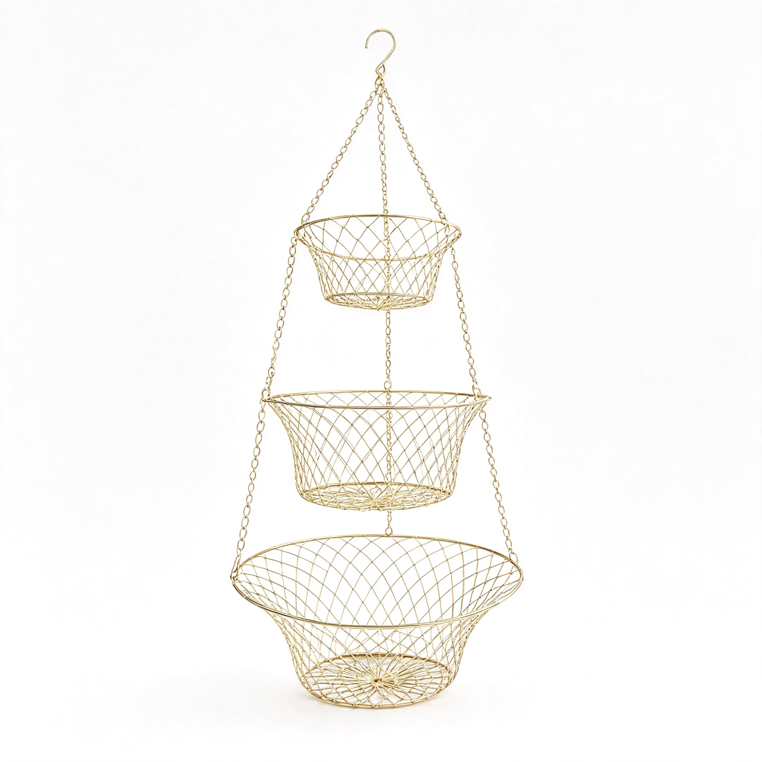 STRFNEXUS 3Tier Copper Hanging Basket for Kitchen & Bathroom