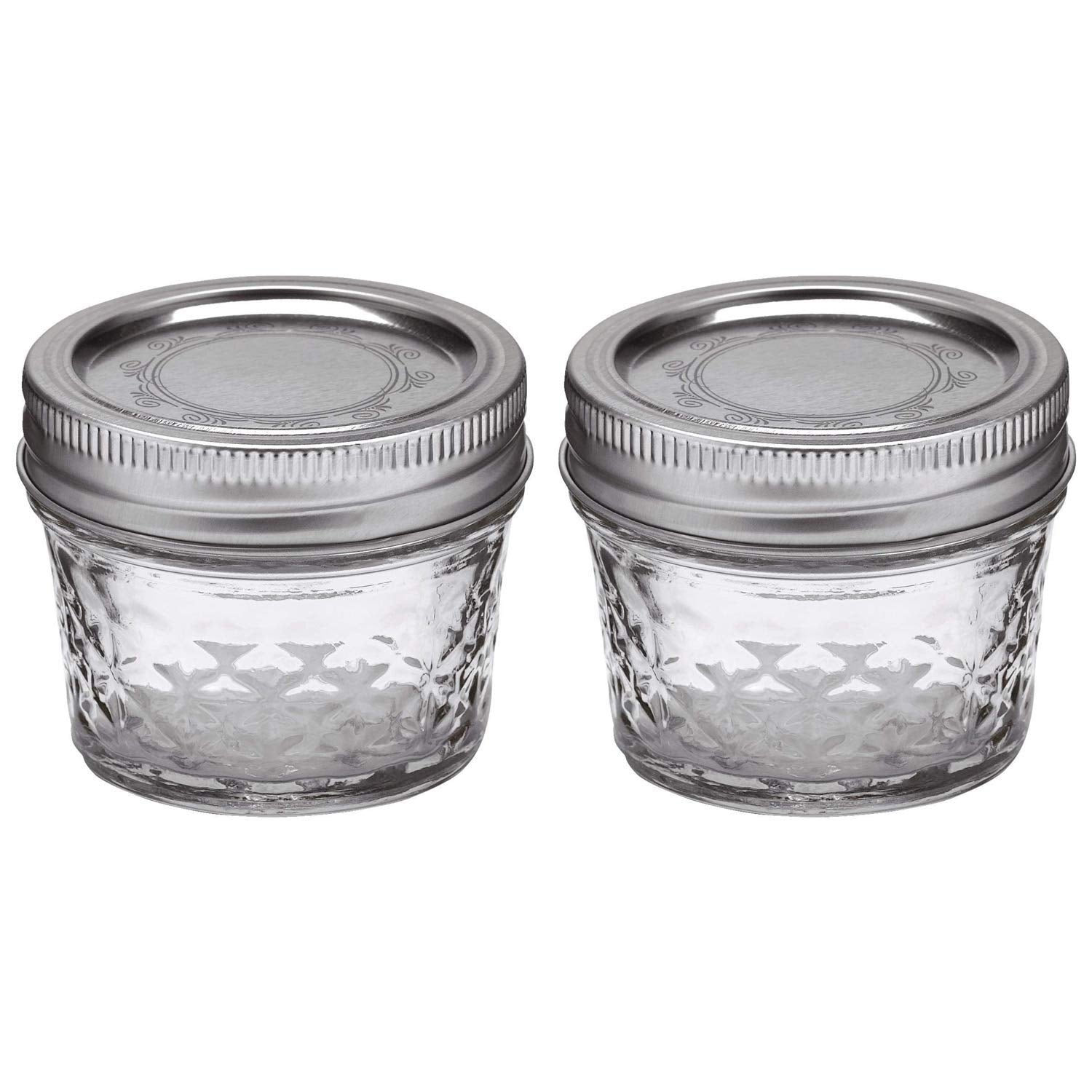 Ball Mason 4Oz Quilted Jelly Jars With Lids And Bands, Set Of 2