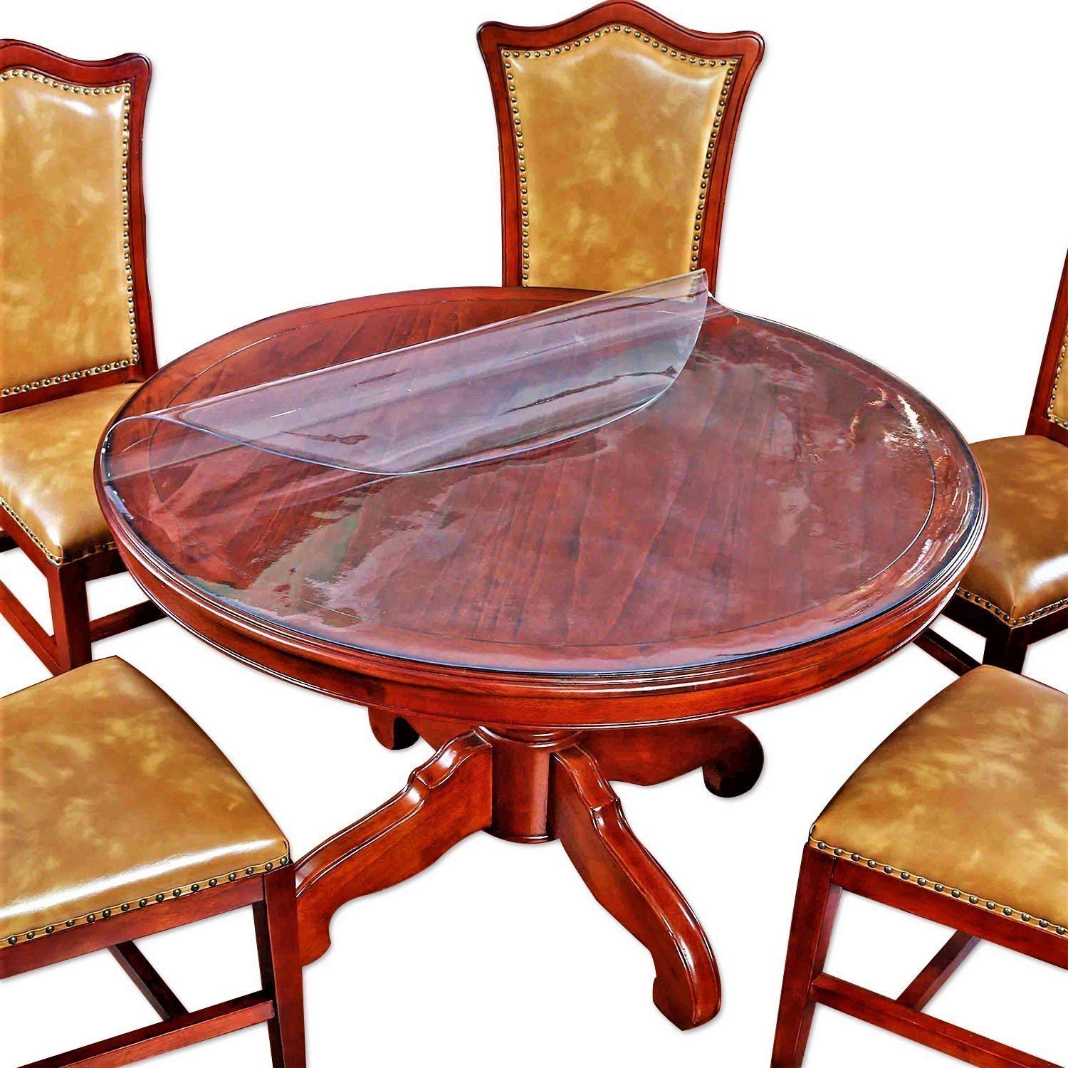 Round Table Protector Wood Furniture Clear Plastic Tablecloths Wipeable Desk Cover Pvc Vinyl Tabletop Protection Pad Mat Easy Cl