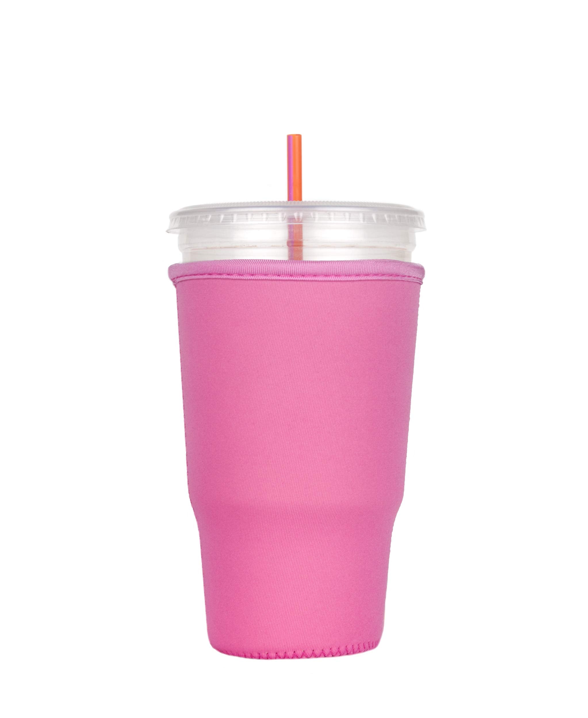 Reusable Insulator Neoprene Cup Sleeve For Iced Beverages And Coffee (Light Pink, Large)