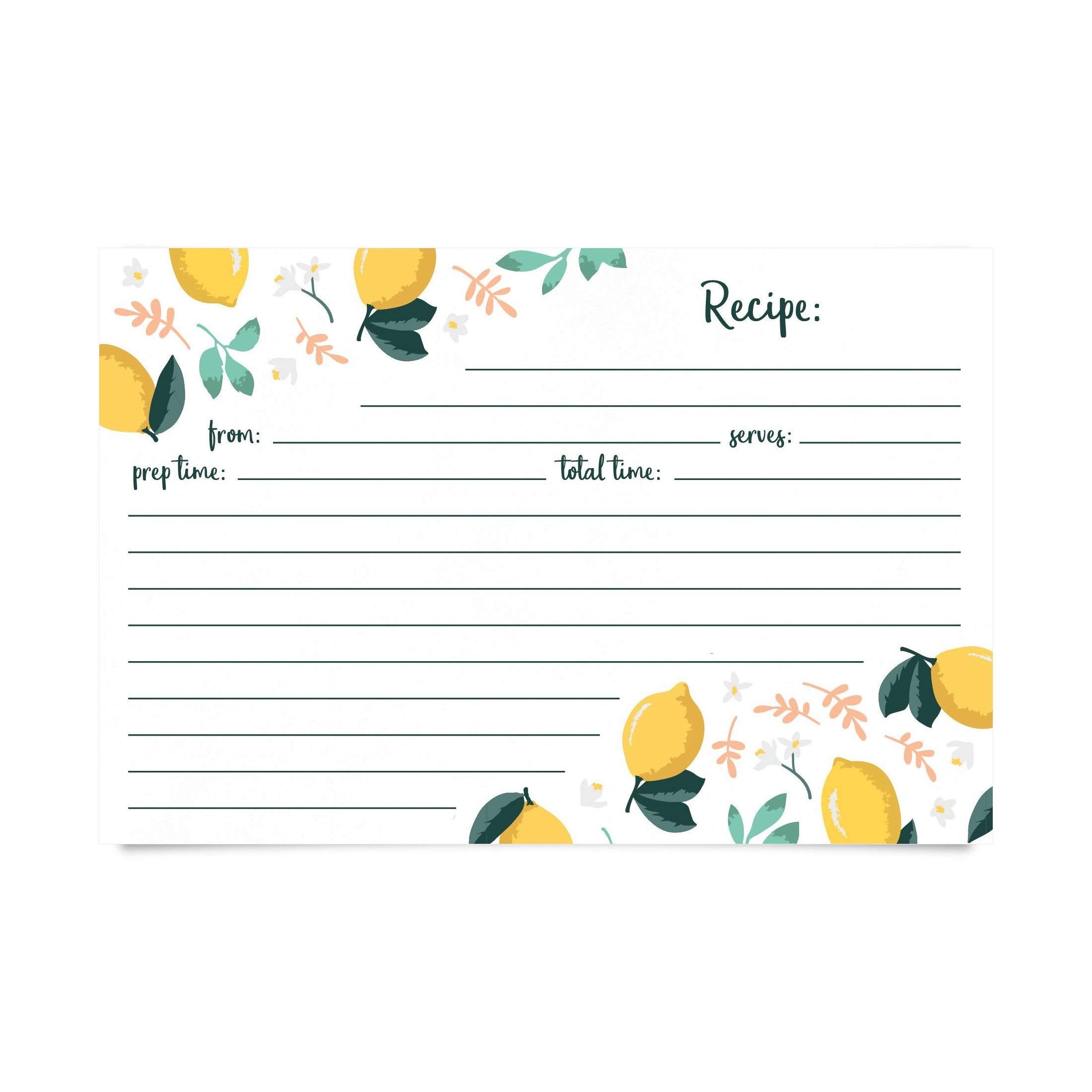 Jot &Amp; Mark Recipe Cards | Lemon Zest Print Double Sided 4-X-6-Inch Set Of 50