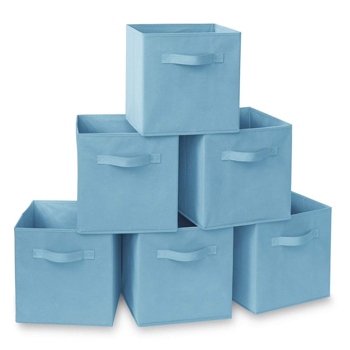 Casafield Set Of 6 Collapsible Fabric Cube Storage Bins, Baby Blue - 11'' Foldable Cloth Baskets For Shelves, Cubby Organizers &