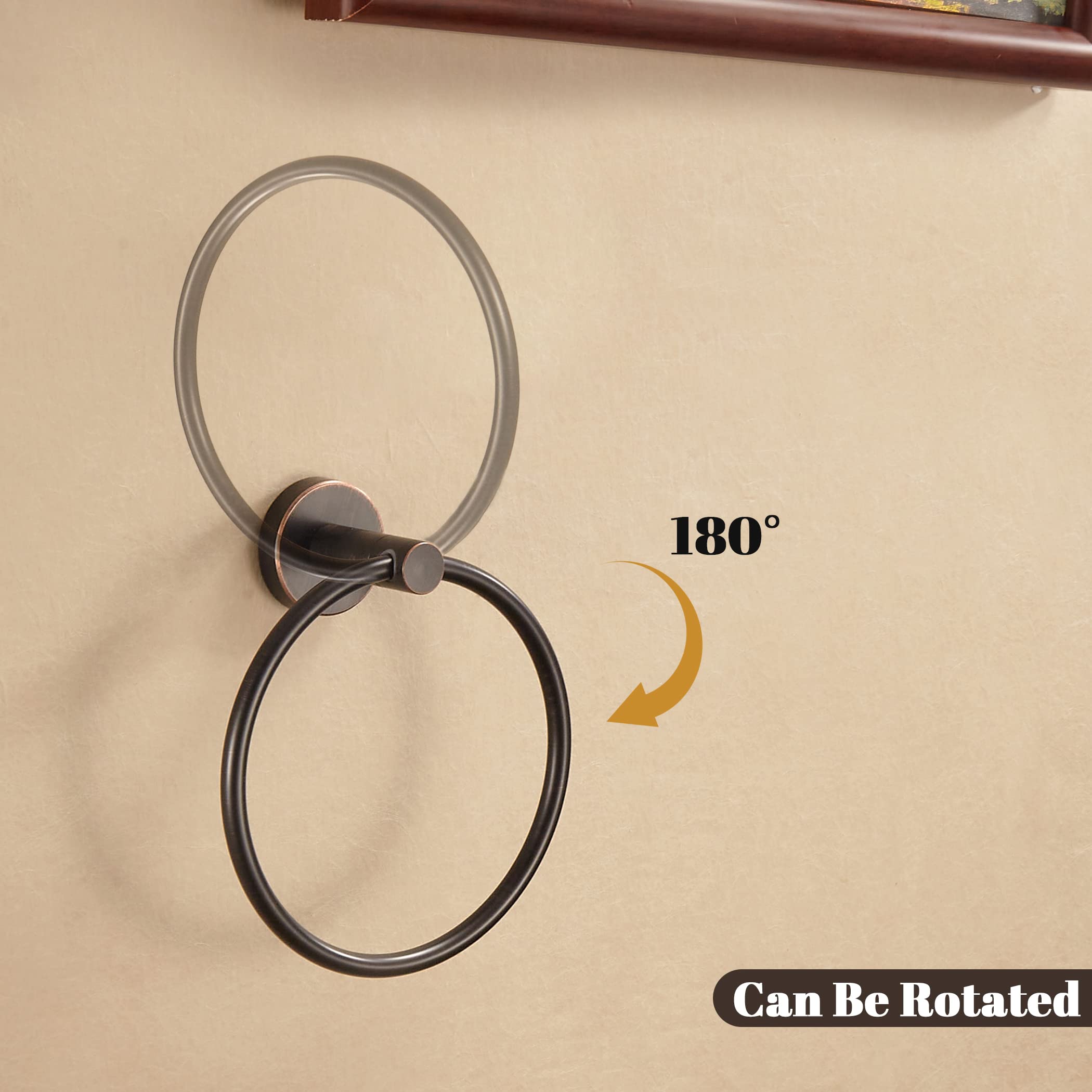 Bigbig Home Bronze Towel Holder, Bathroom Towel Ring Oil Rubbed, Bath Hand Towel Rack Hanger Wall Mounted Rustic Farmhouse