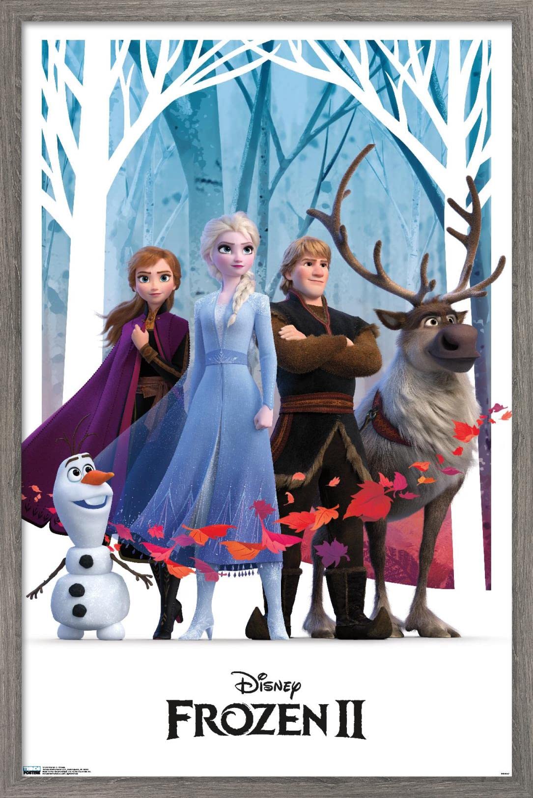 Trends International Disney Frozen 2 - Group Wall Poster, 14.725'' X 22.375'', Barnwood Framed Version