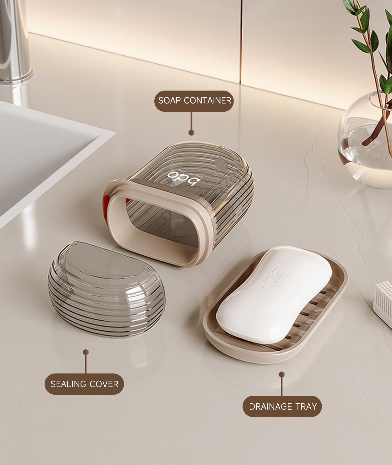 Peisainox Travel Soap Case, Leakproof Soap Container With Lid, Portable Bar Soap Holder For Traveling, Soap Dish For Bathroom, S