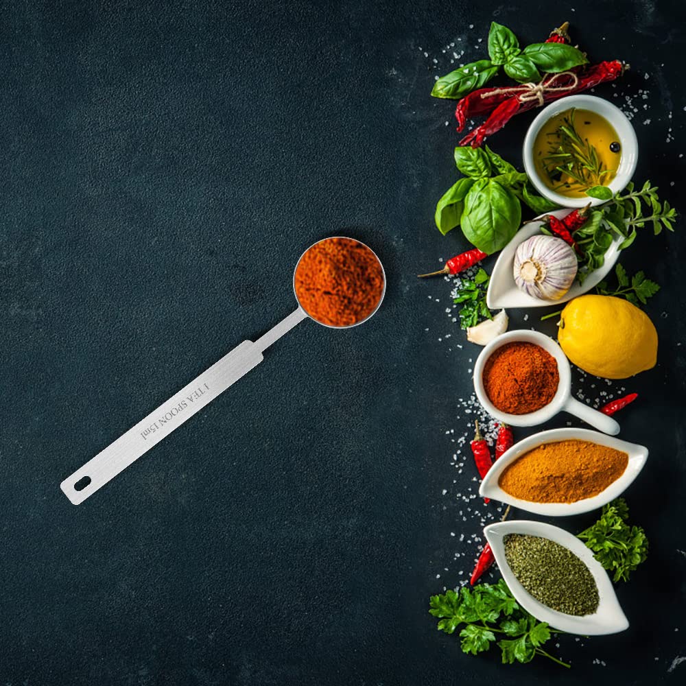 Onekoo Long Handle Measuring Spoons 15Ml, Premium Stainless Steel Metal Spoon, Tablespoon & Coffee Scoop, For Accurate Measure L