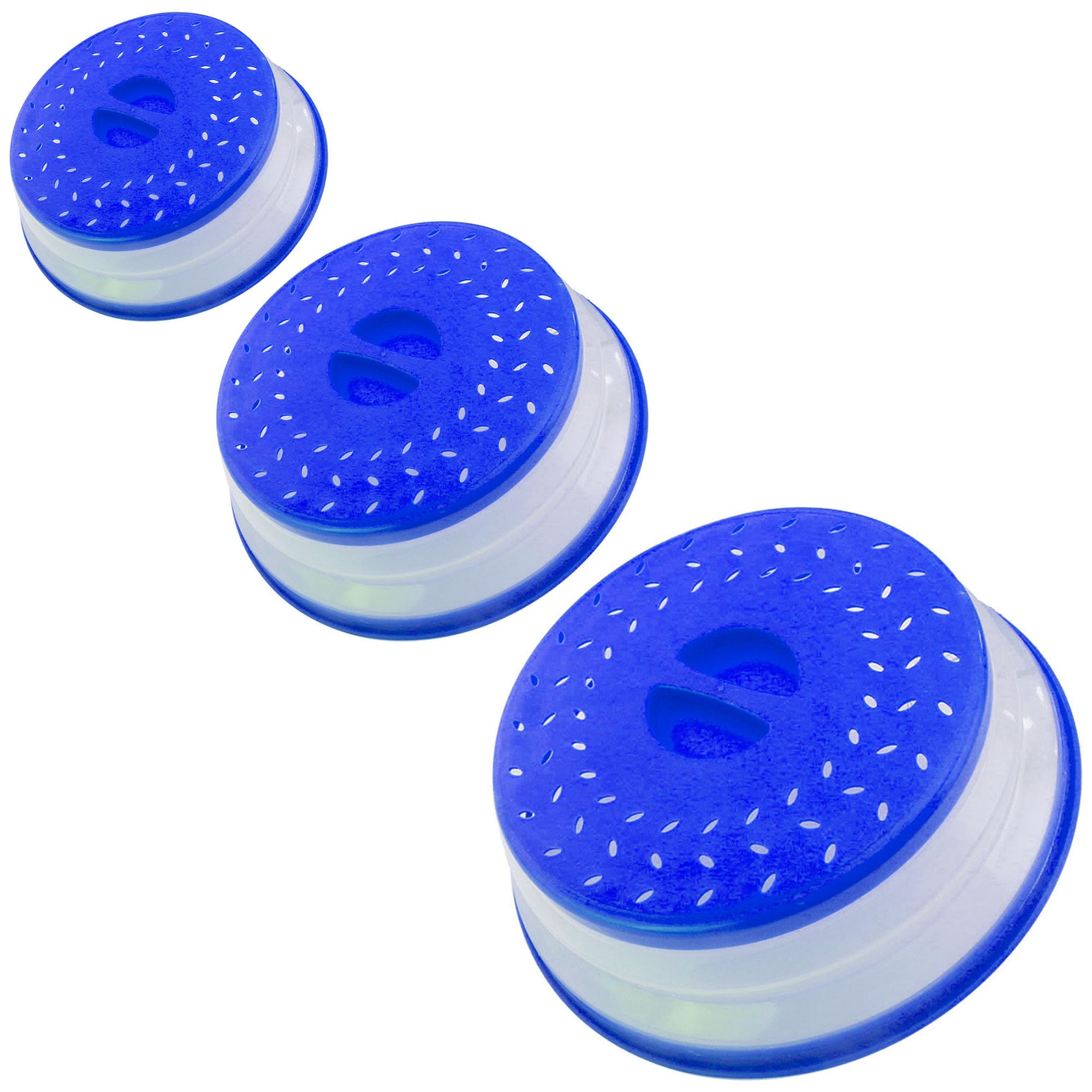 Collapsible Microwave Splatter Cover, Microwave Plate Cover With Steam Vent,BPA-Free Silicone & Plastic (blue, Set of 3)