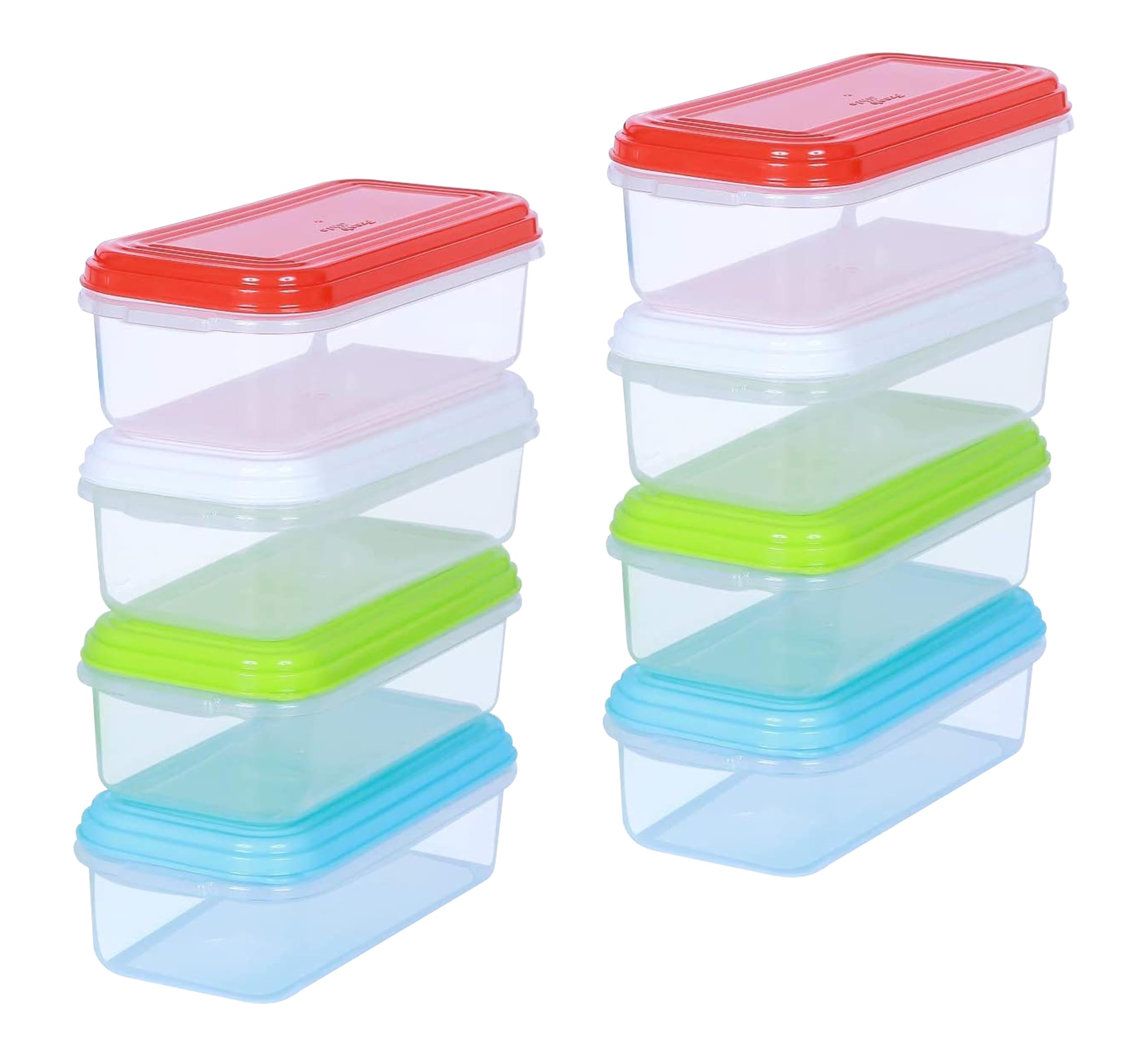Small Plastic Food Storage Containers with Lids, 8-Pack 8oz (1 Cup / 250 ml) Rectangular Freezer Portion Containers for Leftover