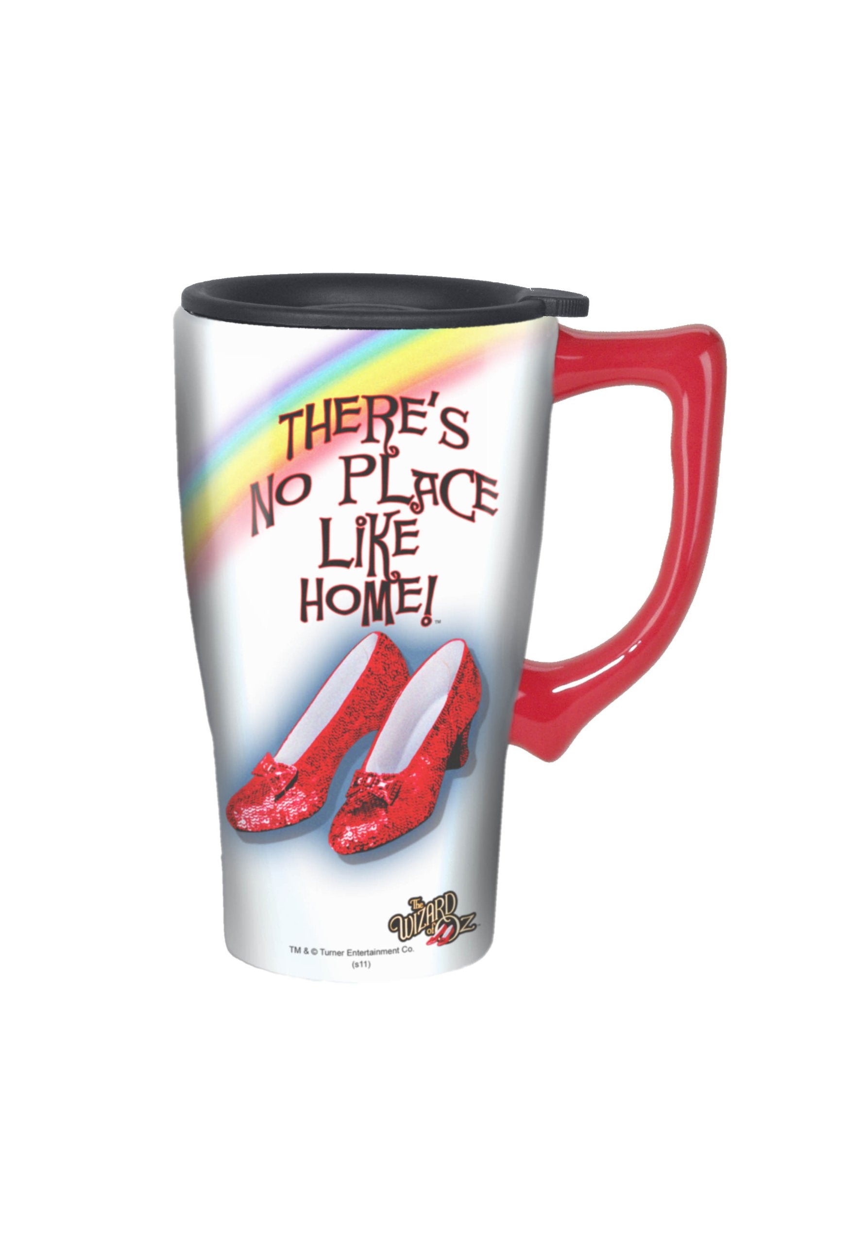 Spoontiques Ruby Slippers Ceramic Travel Coffee Mug With Lid And Handle - Wizard Of Oz Double Walled Mug For Hot And Cold Bevera