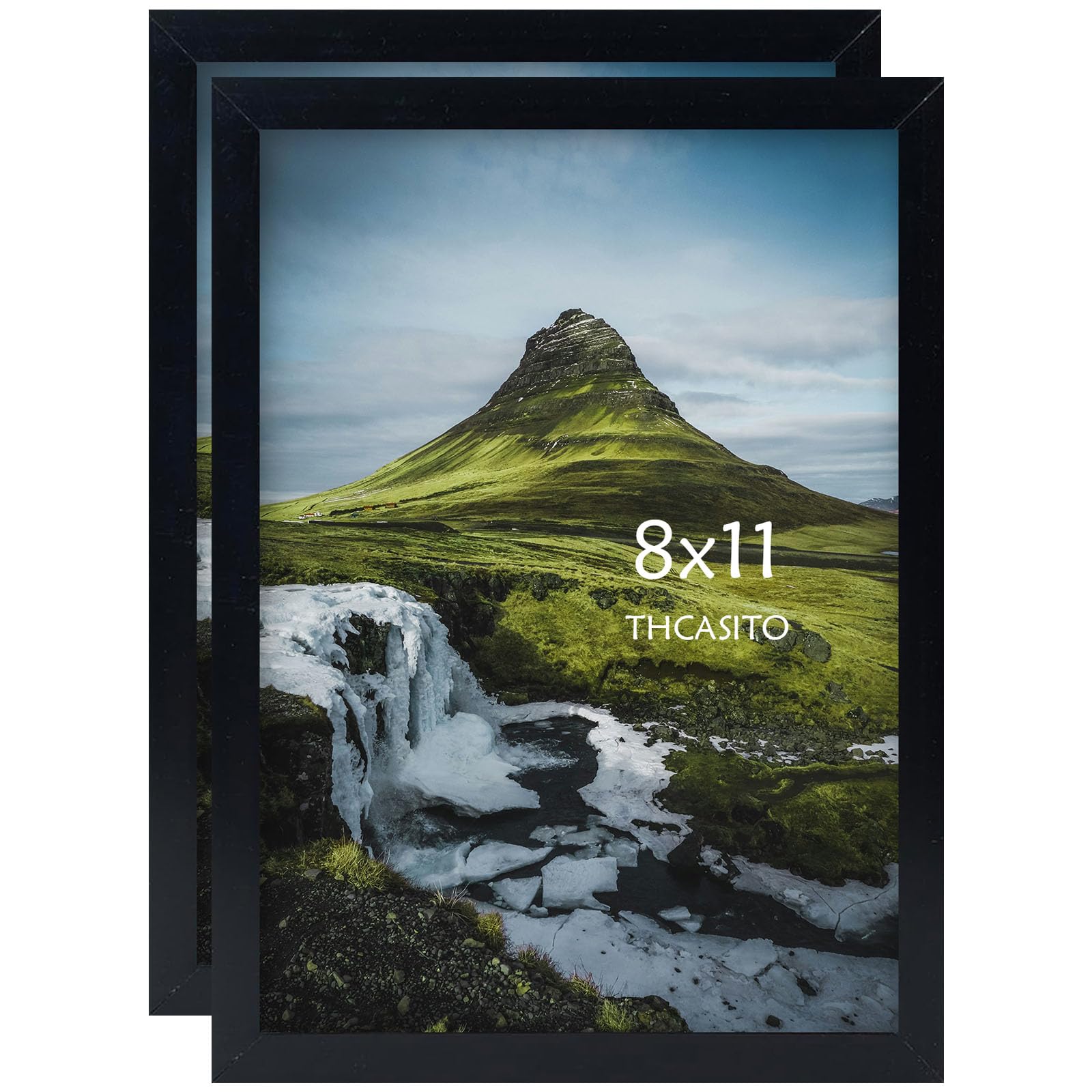 THCASITO Picture Frames 8x11 Black Photo Frames without Mat for Wall and Tabletop Decor, Set of 2