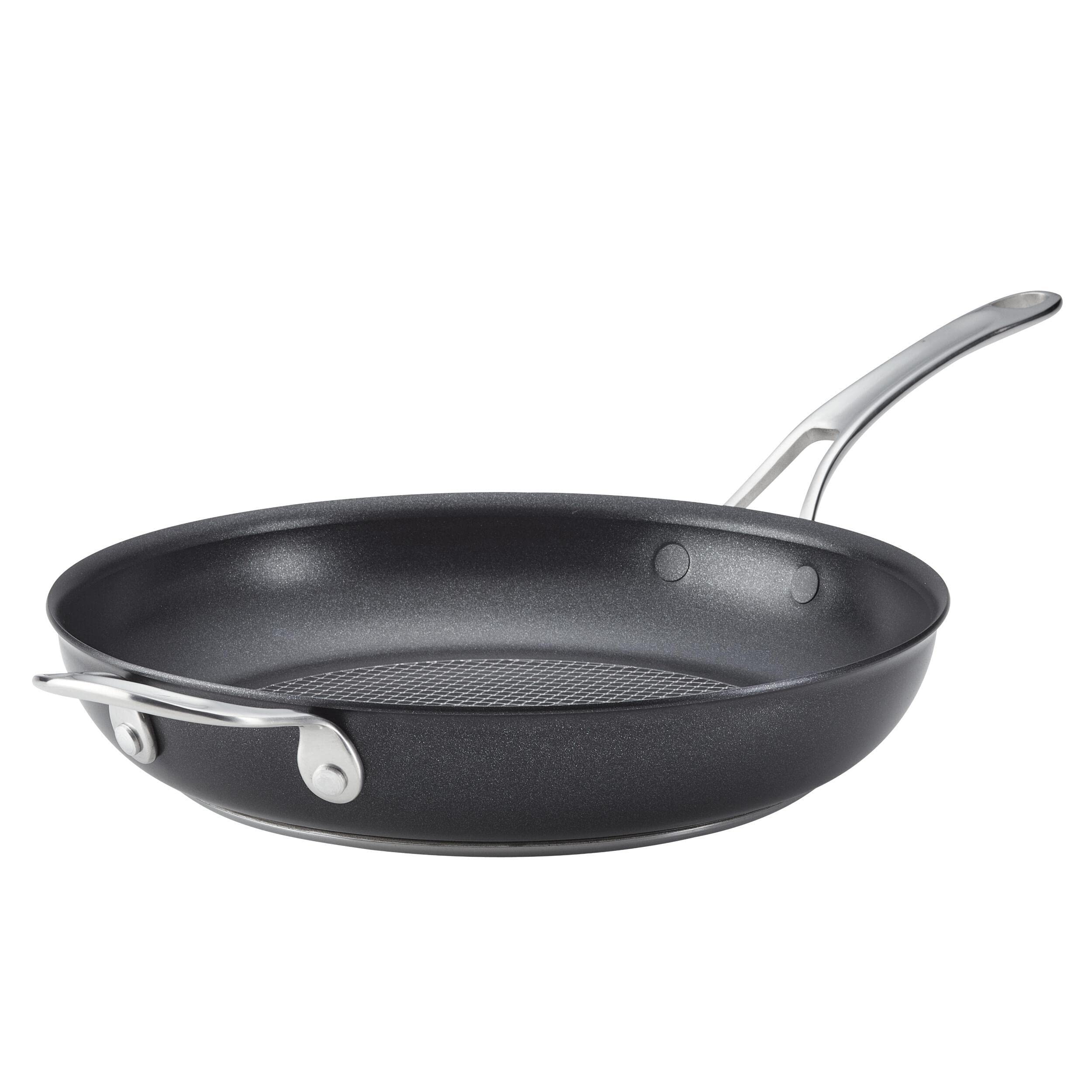 Anolon X Seartech Aluminum Nonstick Frying Pan With Helper Handle, 12-Inch, Super Dark Gray