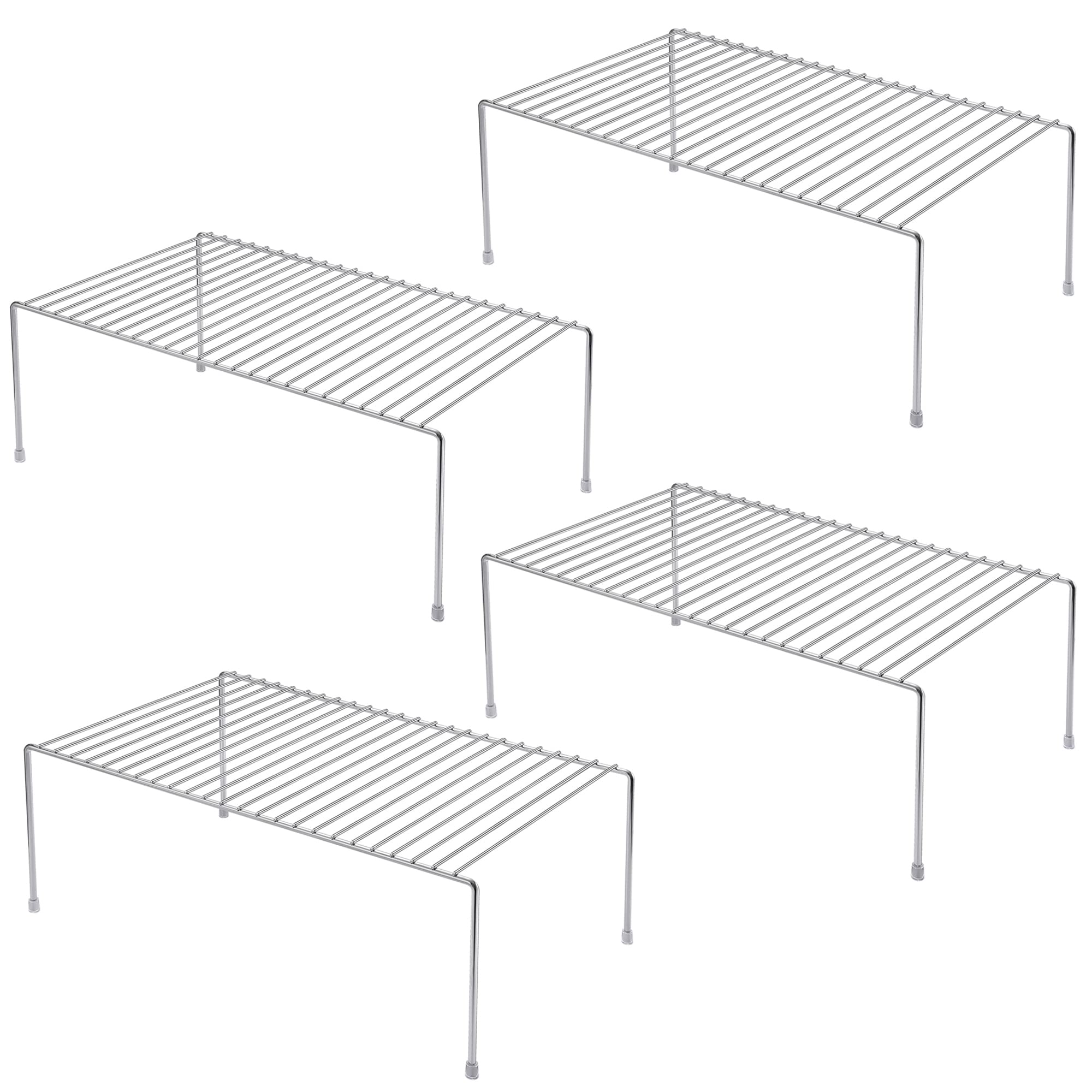 iPEGTOP Large (15.7 x 9.4 Inch) Kitchen Freezer Cabinet Organizer Shelf, Set of 4 Rustproof Metal Wire Shelves Spice Shelf Rack 