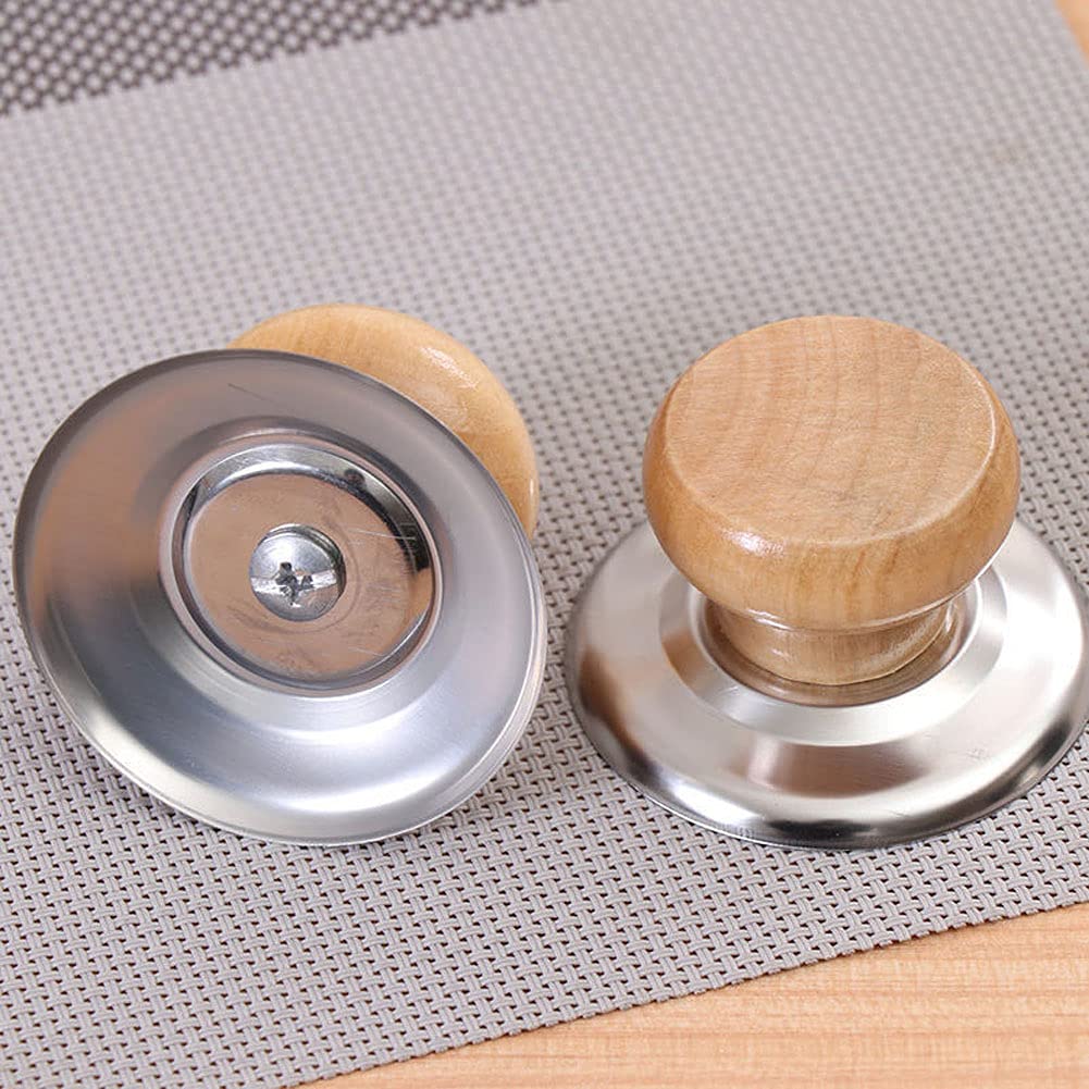 4Pcs Wooden Pot Lid Grip Knob Universal Kitchen Cookware Pot Lid Cover Replacement Knob Handle