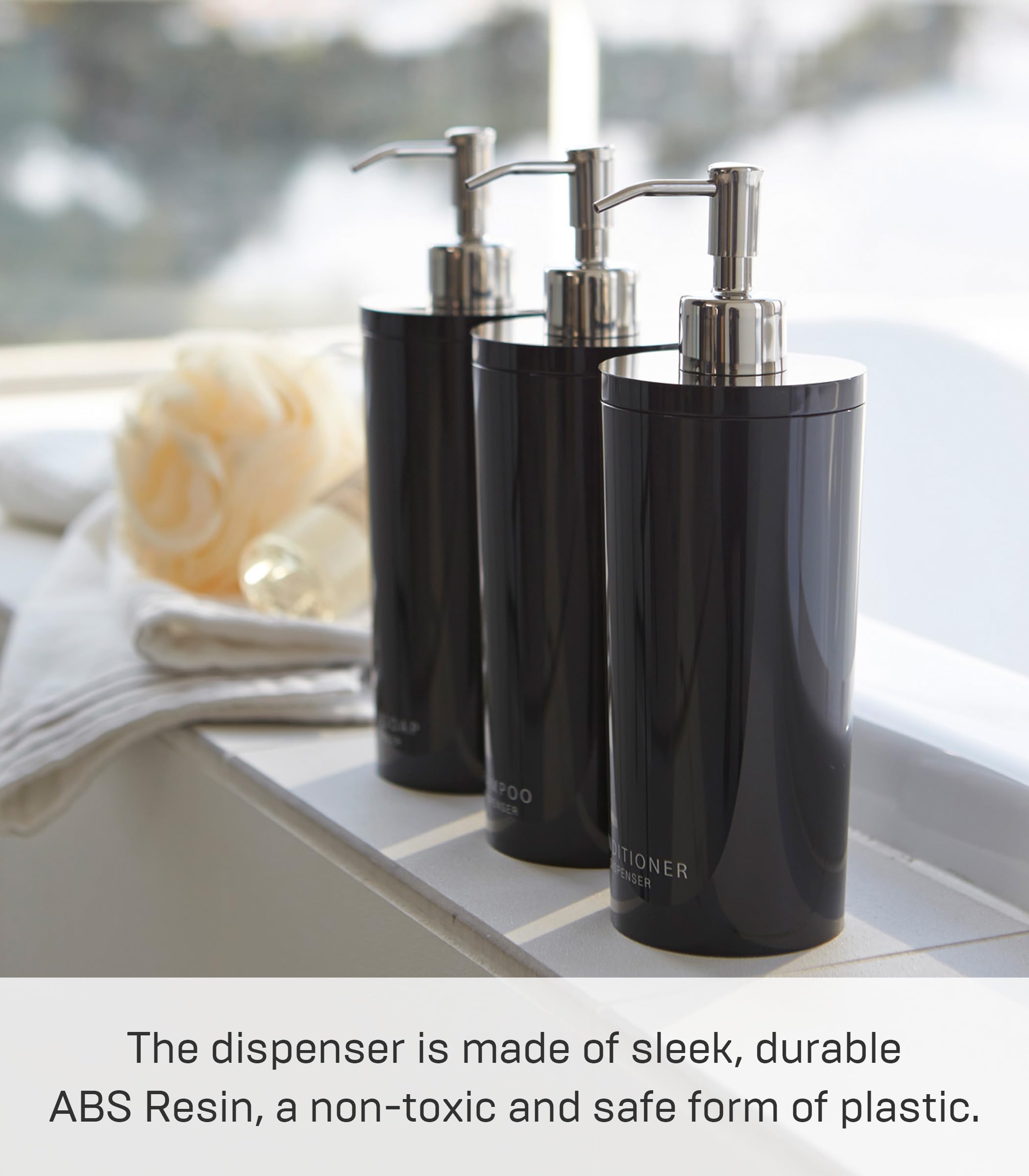 Yamazaki Home 2933 Tower Body Soap Dispenser-Contemporary Bottle Pump For Shower,Black